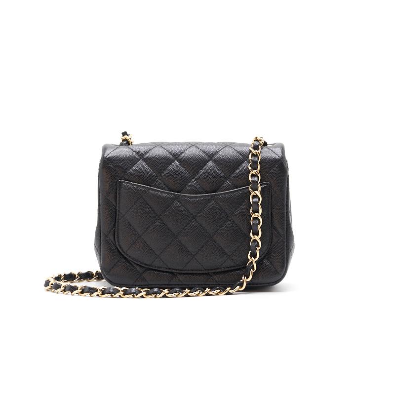 Chanel Mini Square Black GHW Cavier Handbag