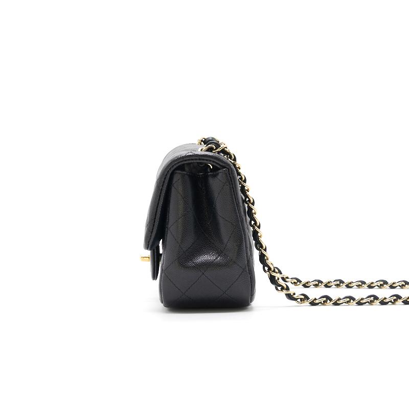 Chanel Mini Square Black GHW Cavier Handbag