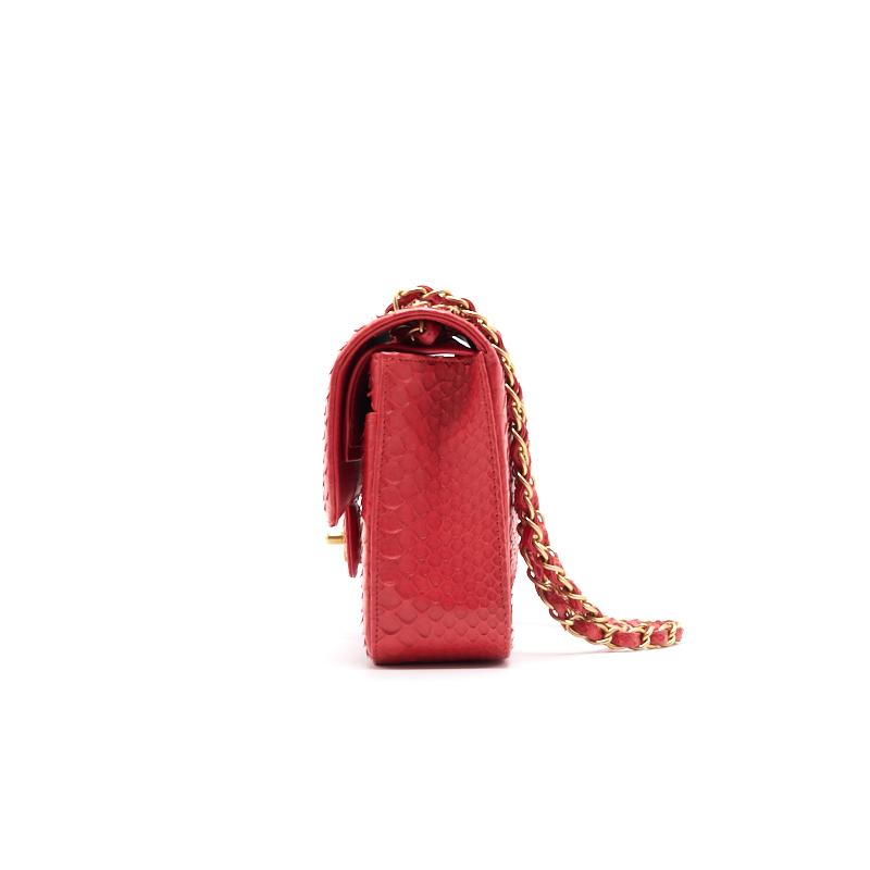 Chanel Python Skin Classic Medium Double Flap with GHW Shoulder Bag