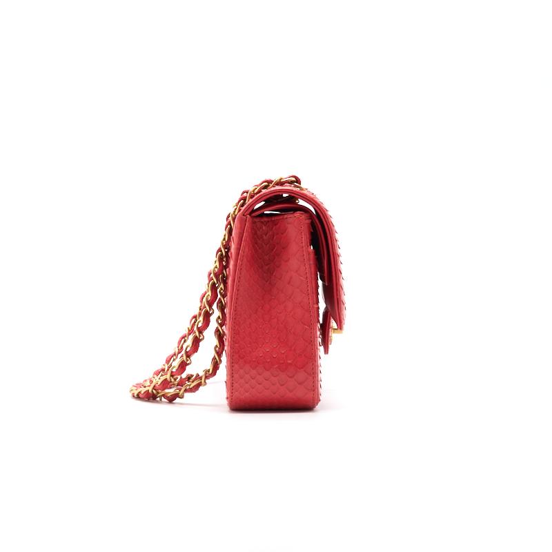 Chanel Python Skin Classic Medium Double Flap with GHW Shoulder Bag