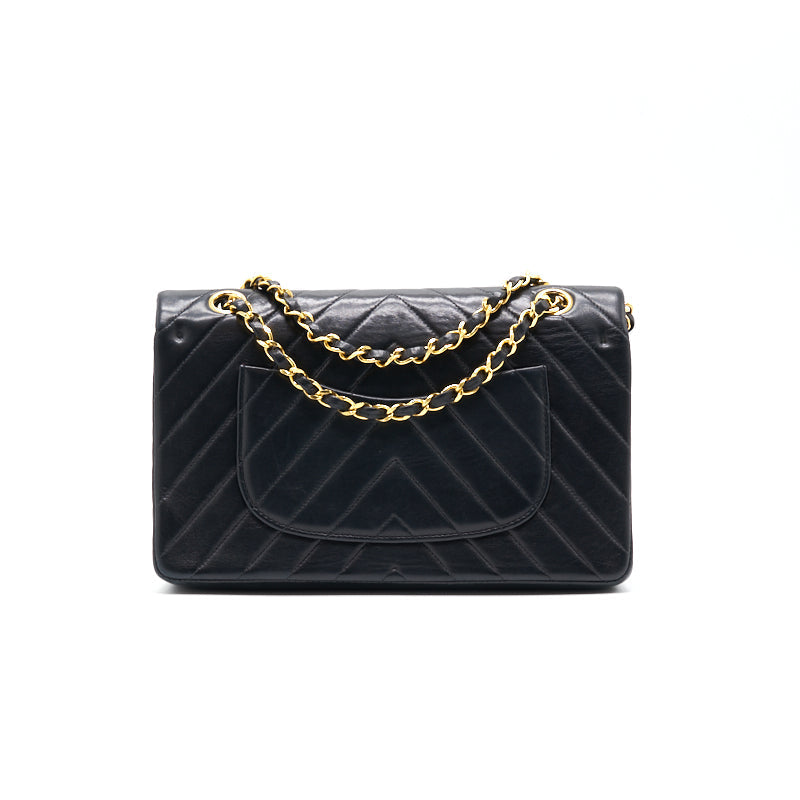 Chanel Classic Medium Double Flap Bag Black with 24K GHW
