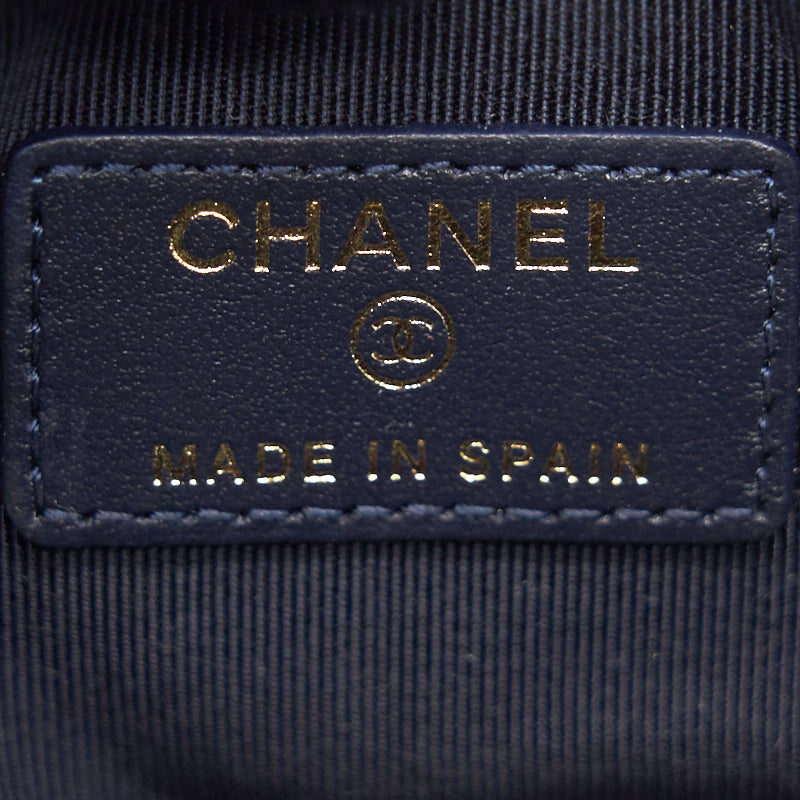 Chanel Caviar Round Coin Purse Dark Navy with L