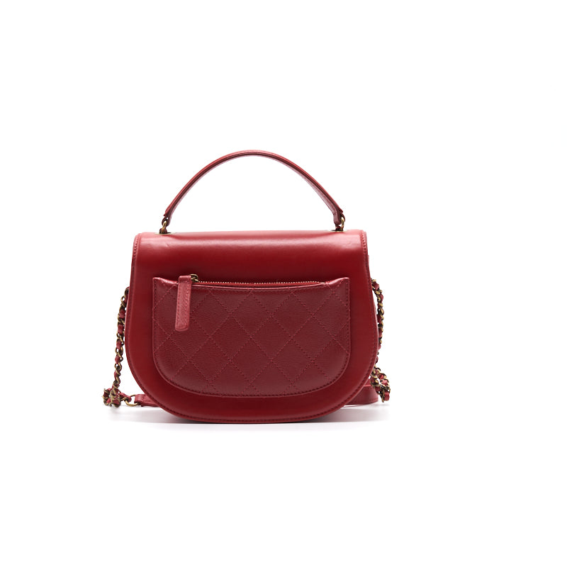 Chanel Shiny Calfskin Goatskin Quilted Small Coco Curve Messenger Flap Shoulder Bag