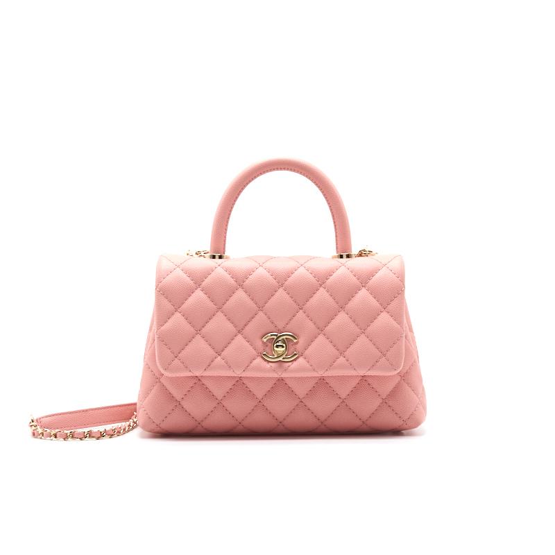 Chanel Caviar Quilted Mini Coco Handle Flap Pink Shoulder Bag
