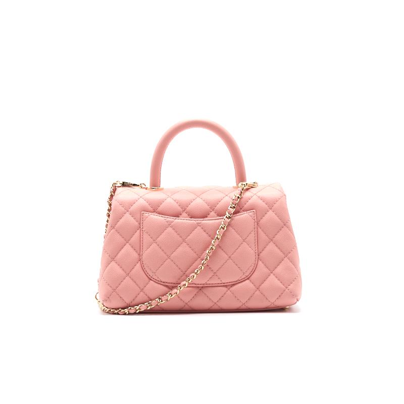Chanel Caviar Quilted Mini Coco Handle Flap Pink Shoulder Bag