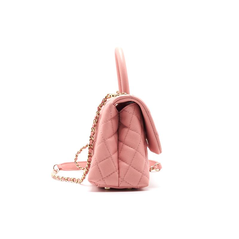 Chanel Caviar Quilted Mini Coco Handle Flap Pink Shoulder Bag
