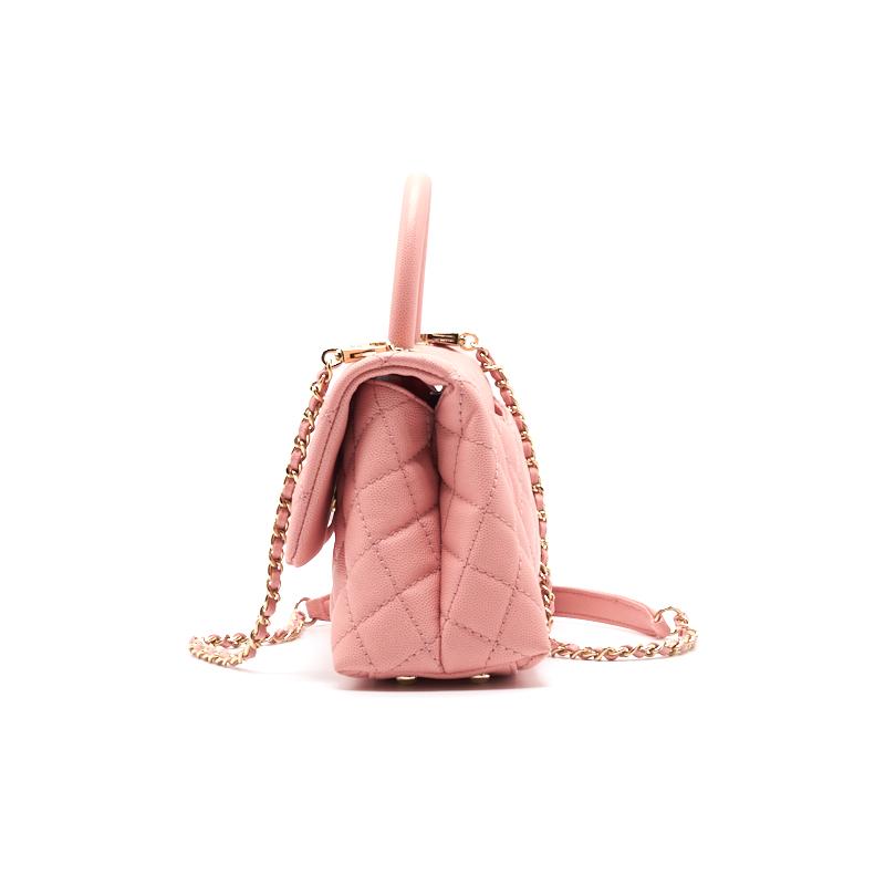 Chanel Caviar Quilted Mini Coco Handle Flap Pink Shoulder Bag