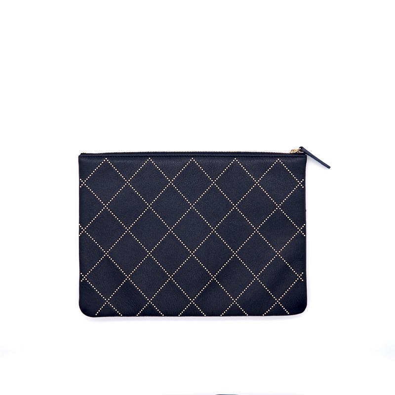 Chanel Calfskin with Metal Bead Pouch