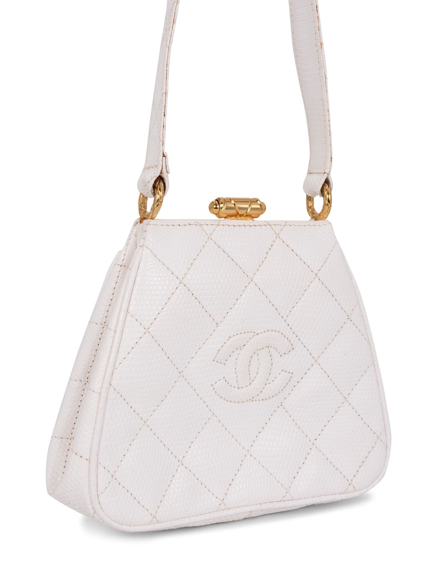 Chanel CC Logo Quilted Mini Kelly Bag White
