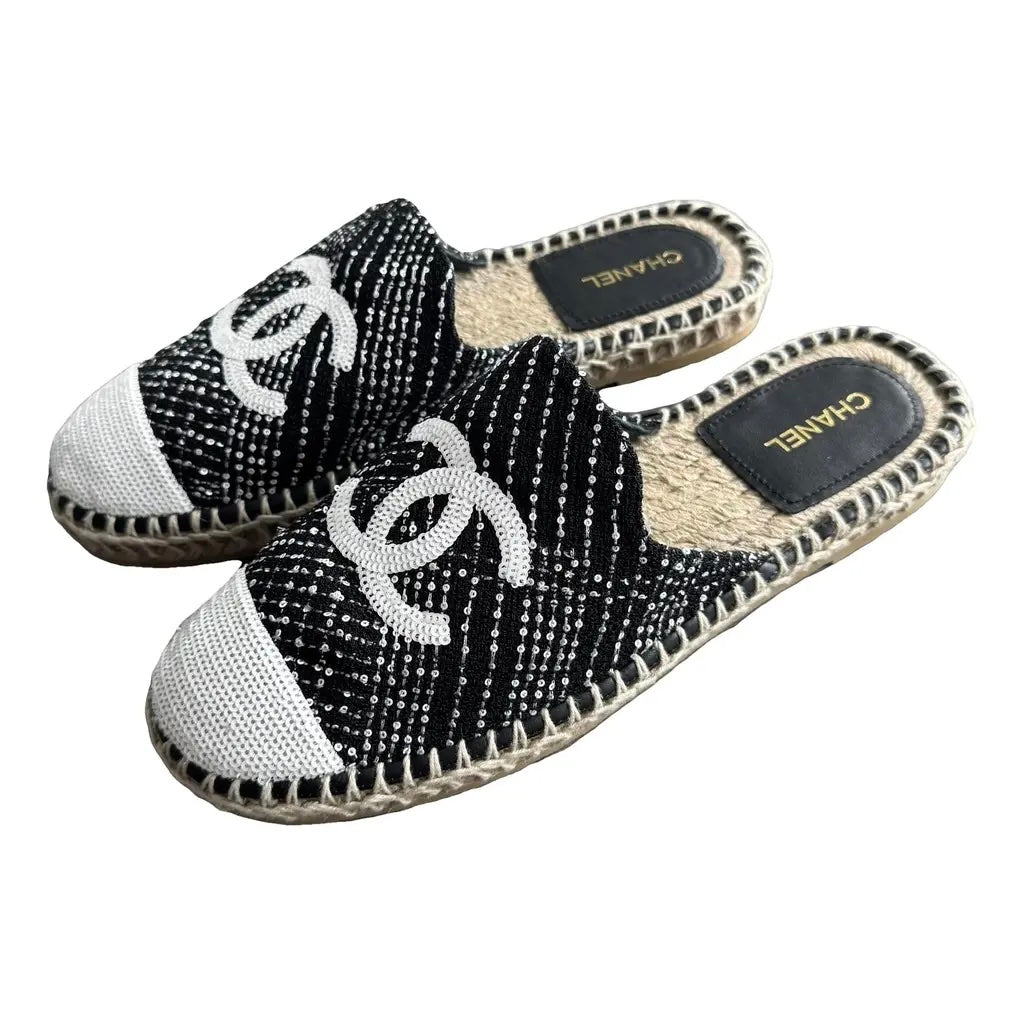 CHANEL CC SEQUIN MULE ESPADRILLES