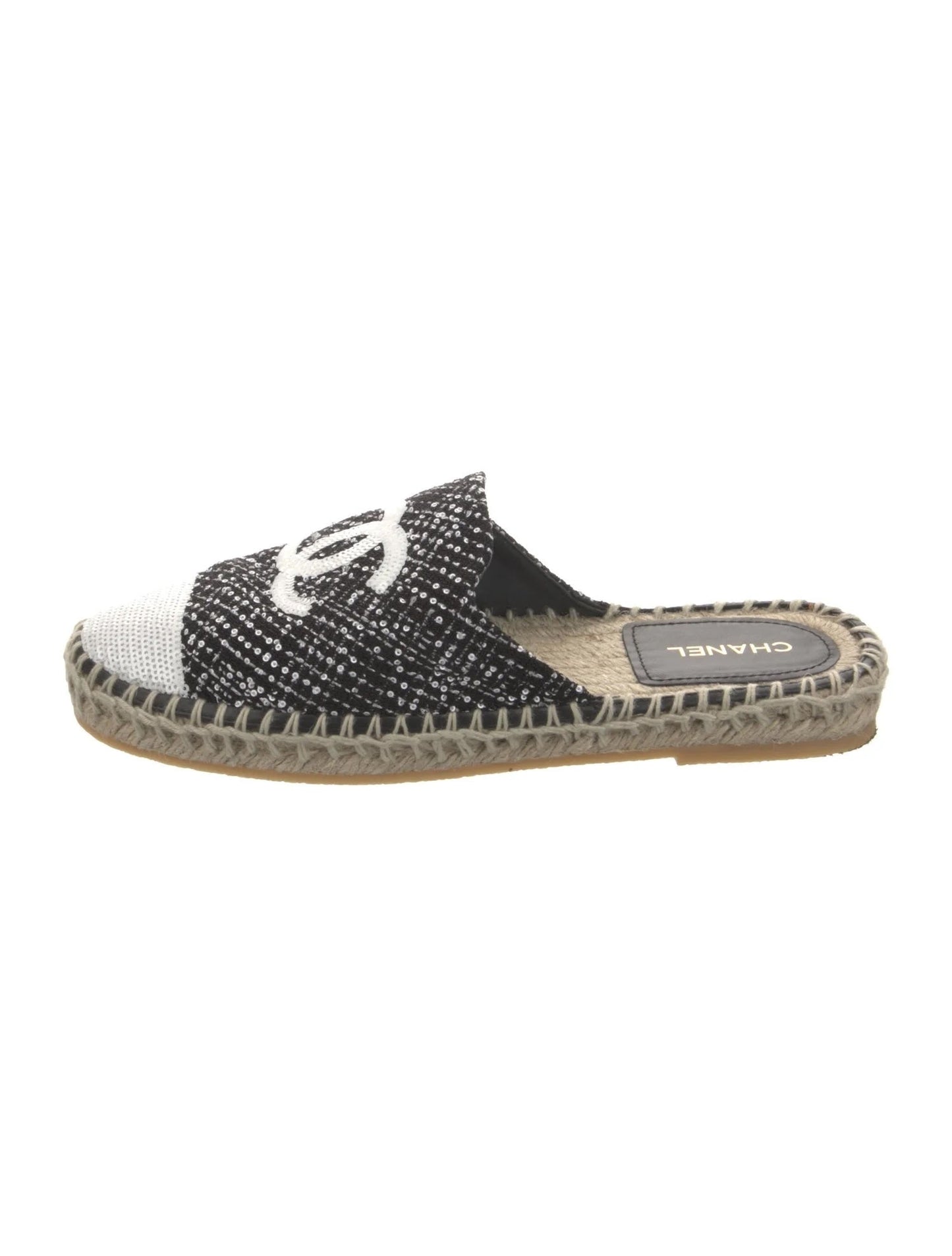 CHANEL CC SEQUIN MULE ESPADRILLES