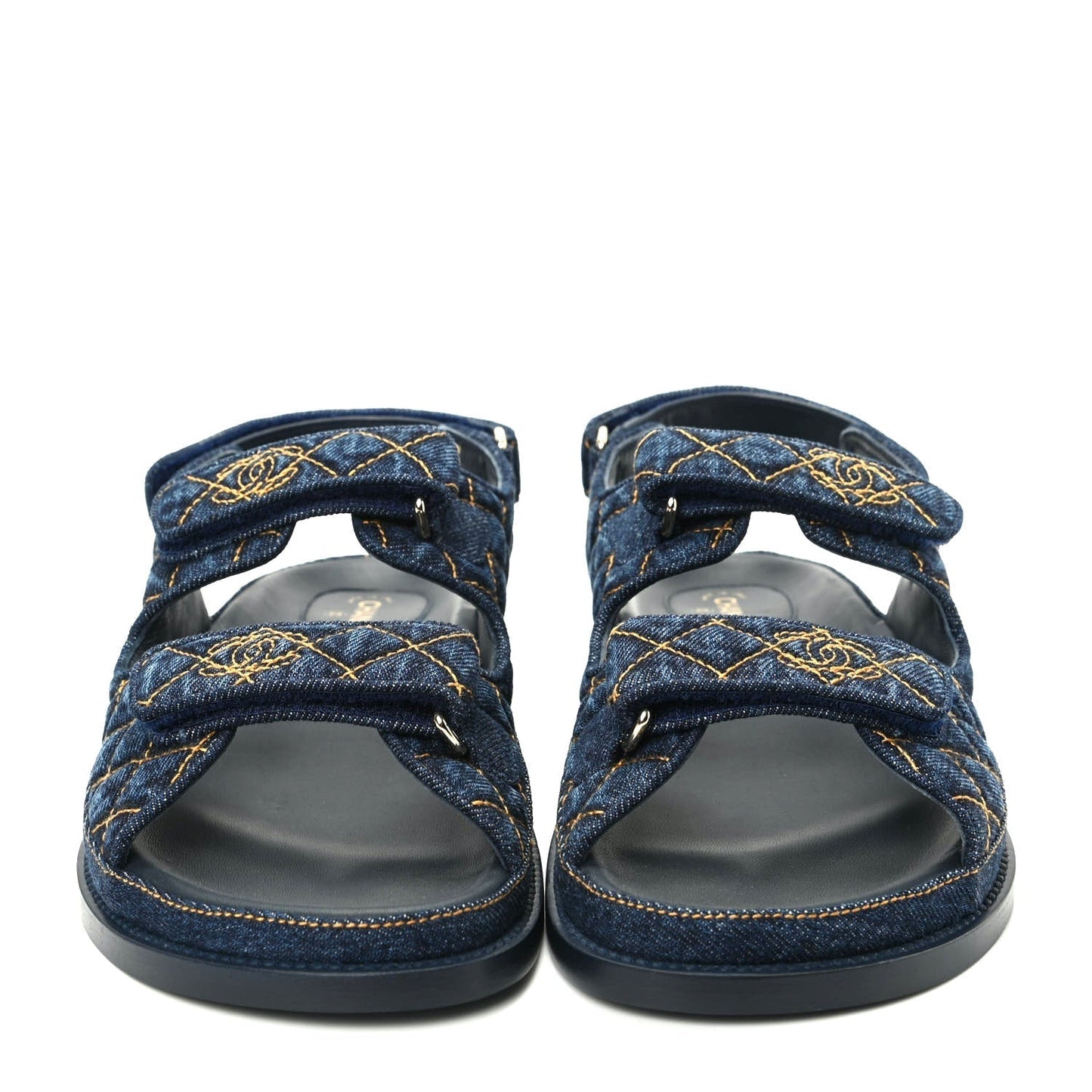 CHANEL VELCRO DENIM QUILTED DAD SANDALS