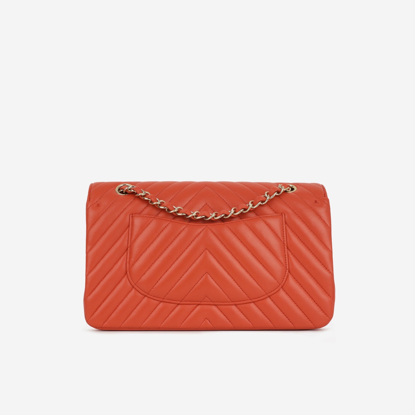 Chanel Medium Classic Flap - Coral Chevron Lambskin | Gold Hardware