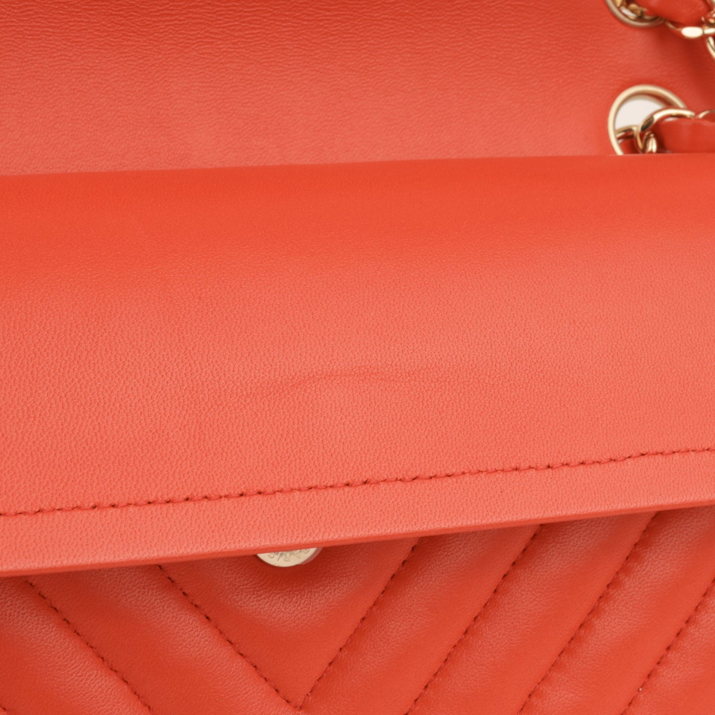 Chanel Medium Classic Flap - Coral Chevron Lambskin | Gold Hardware