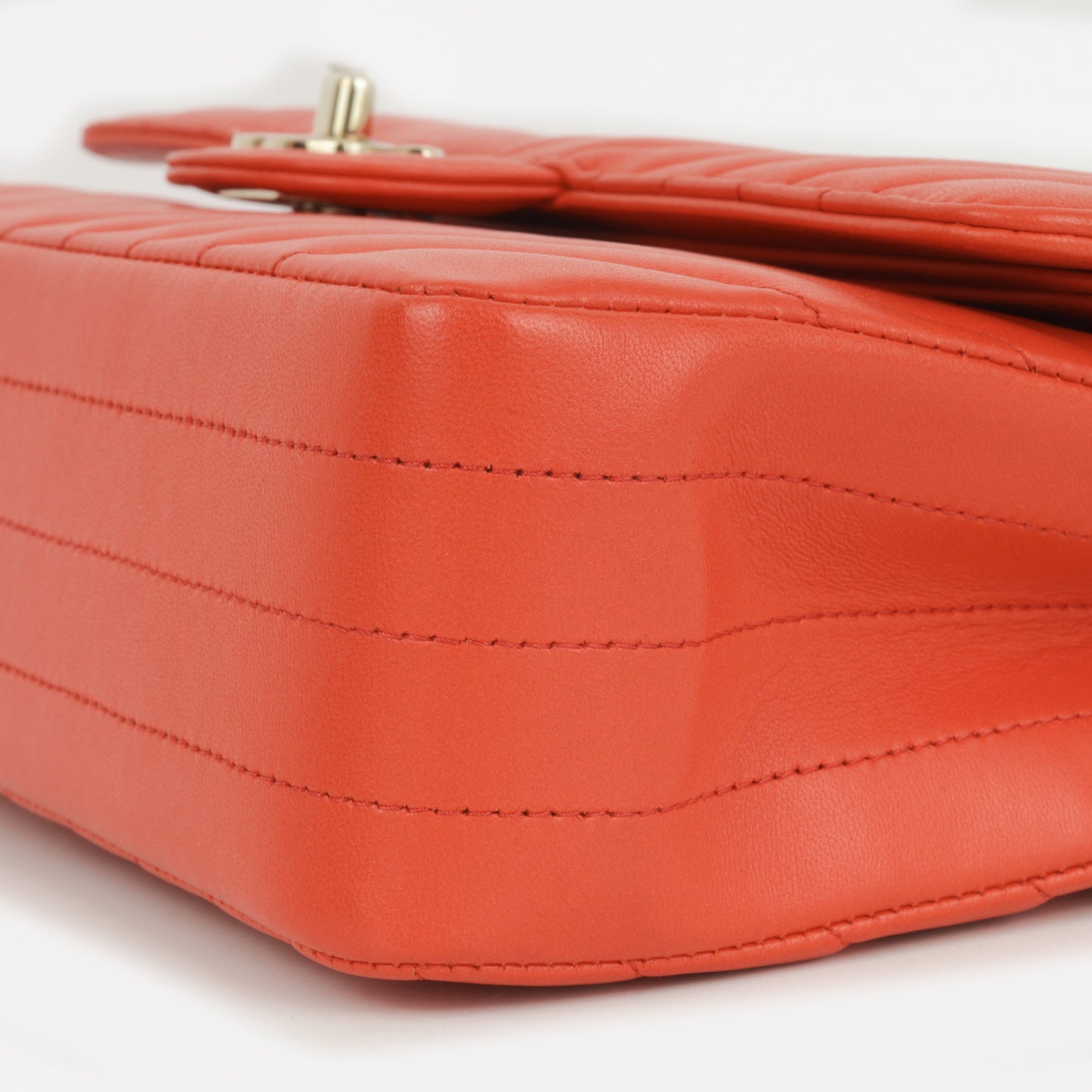 Chanel Medium Classic Flap - Coral Chevron Lambskin | Gold Hardware