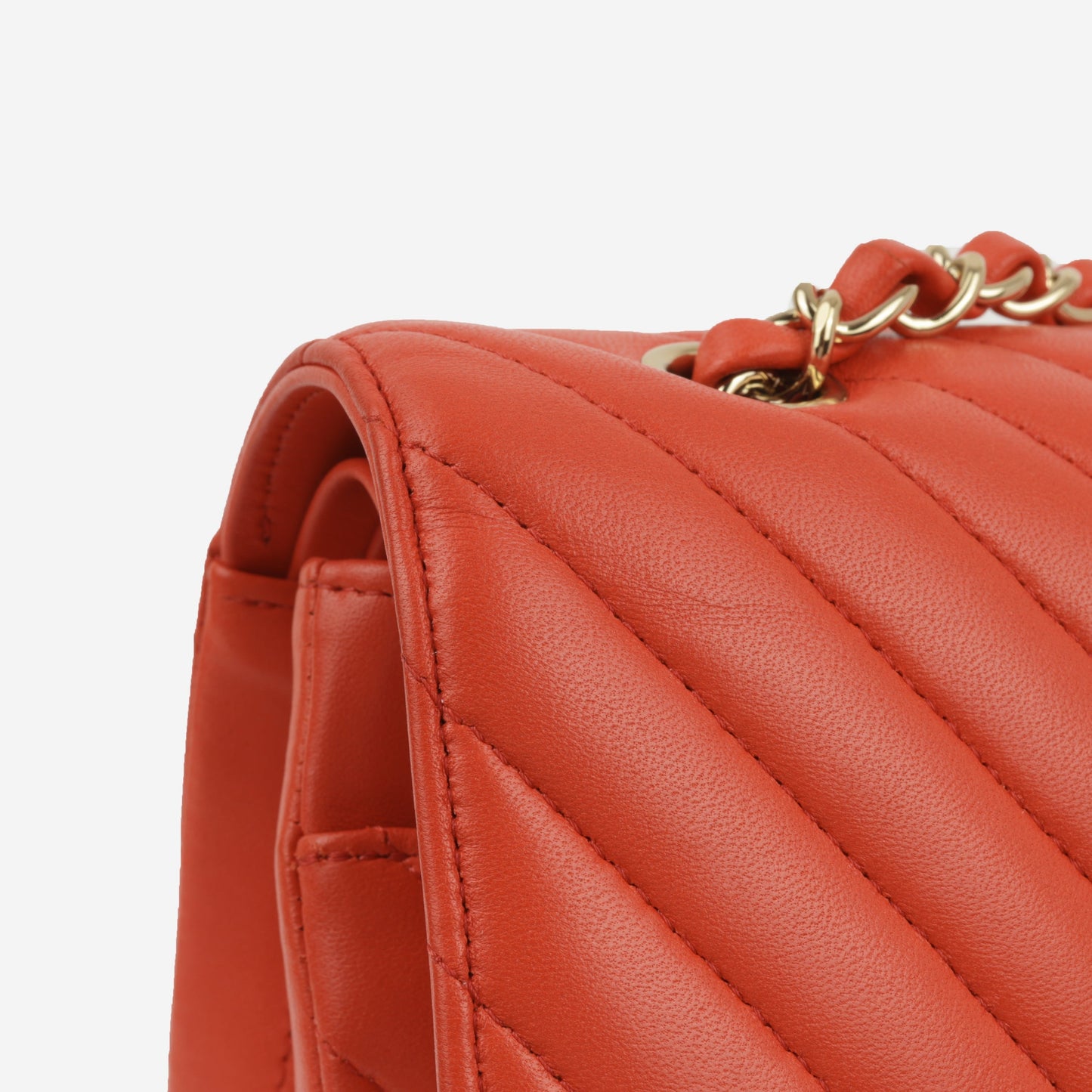 Chanel Medium Classic Flap - Coral Chevron Lambskin | Gold Hardware