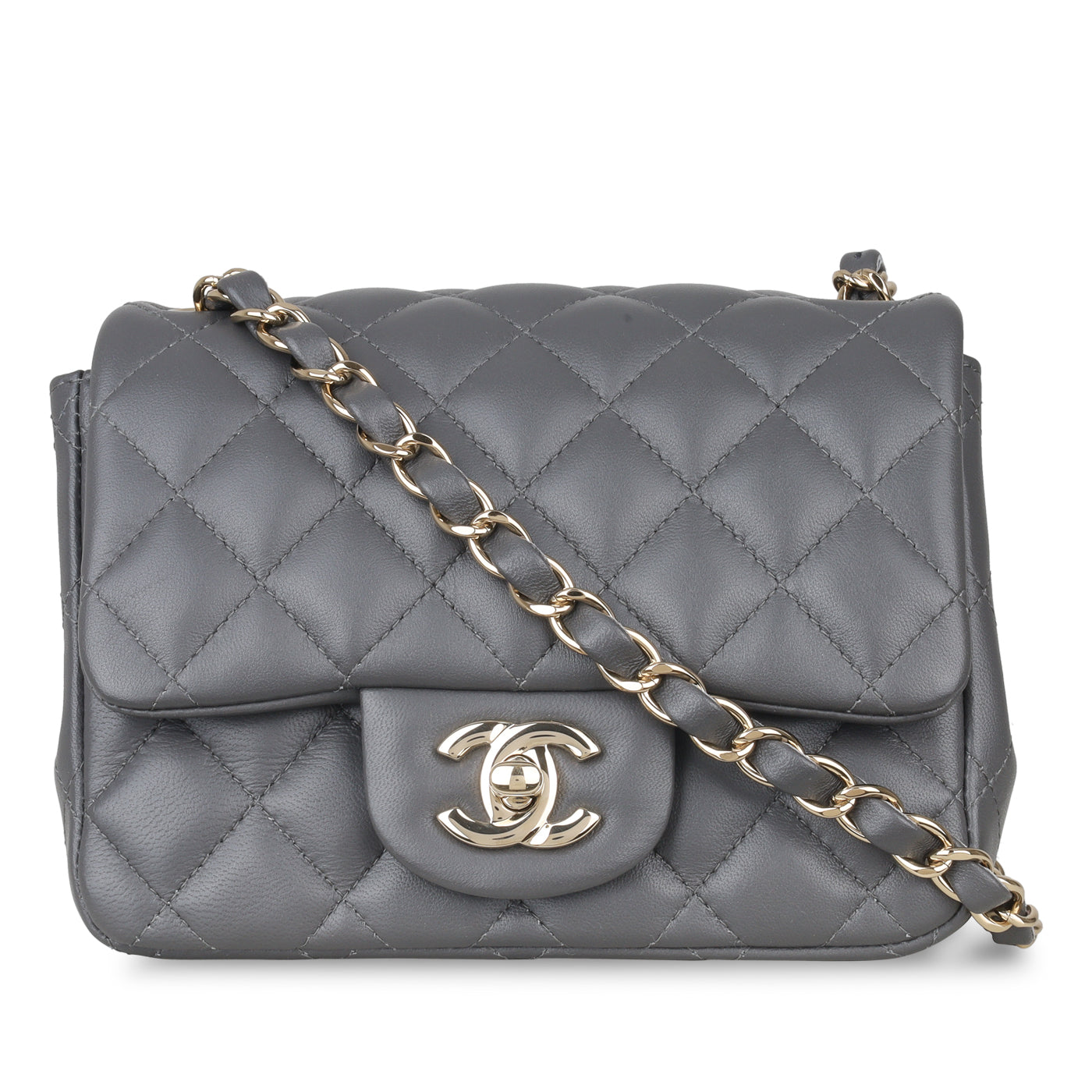 Chanel Mini Square Classic Flap - Grey Lambskin