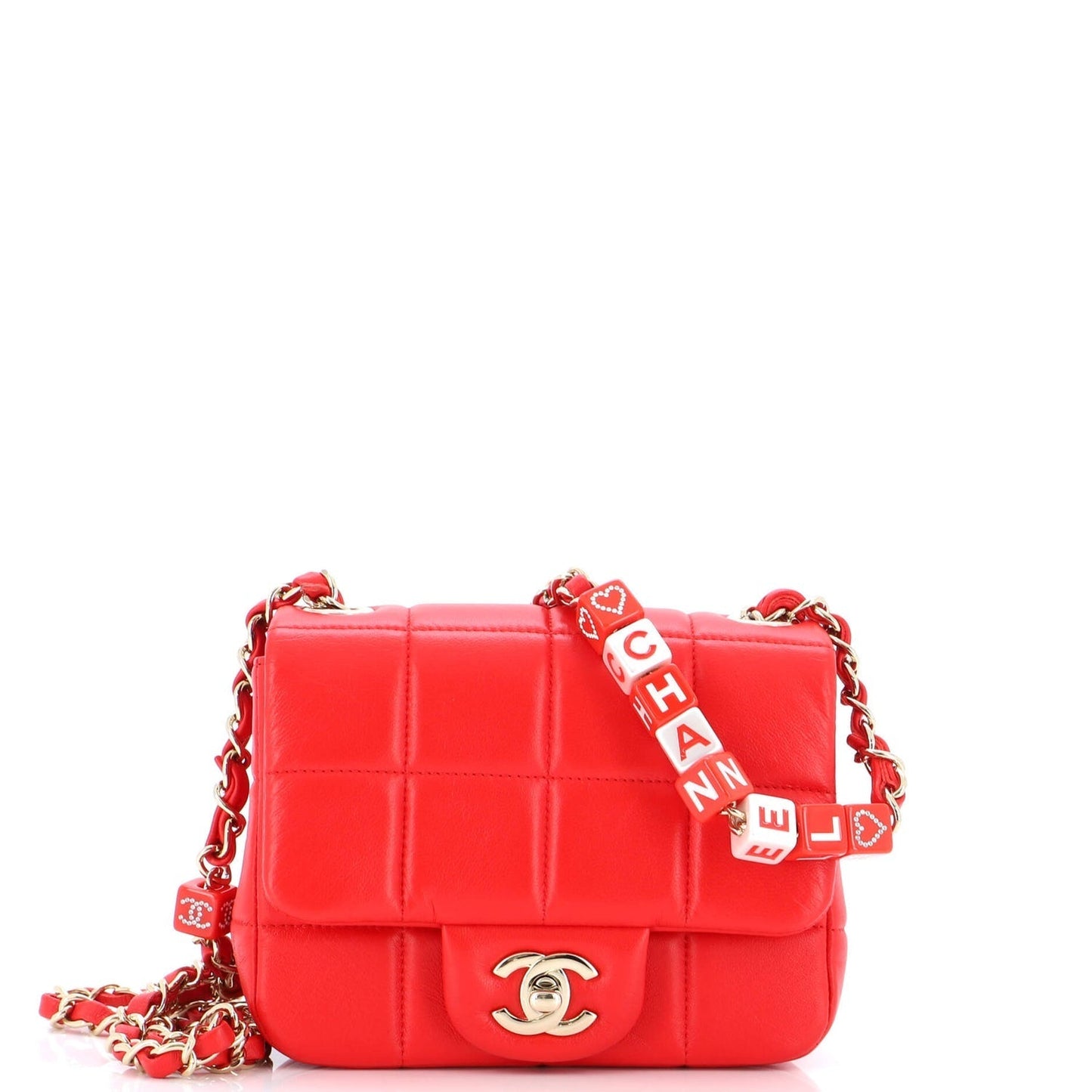 CHANEL MONACOCO LOGO BLOCKS MINI FLAP QUILTED LAMBSKIN LEATHER BAG