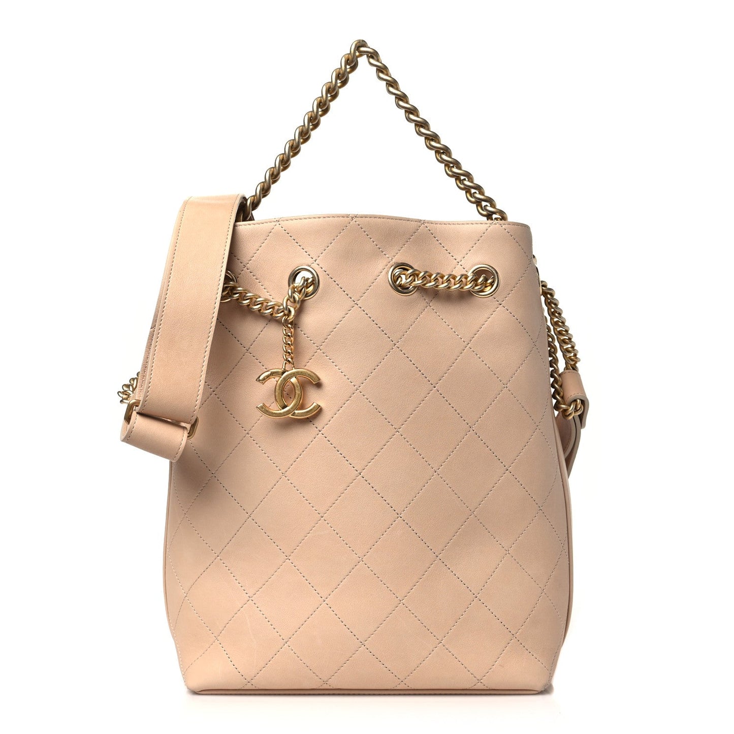CHANEL ROME ON MY SHOULDER QUILTED CALFSKIN BUCKET BAG
