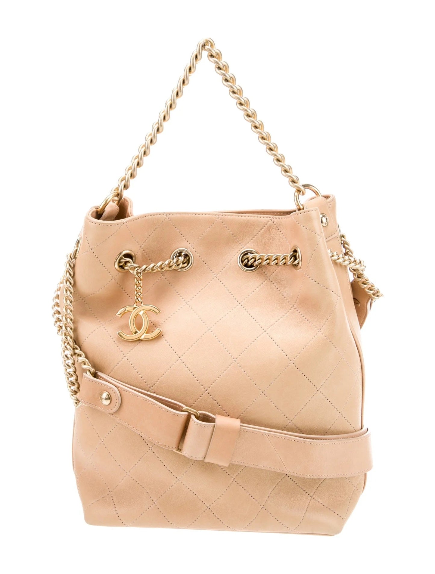 CHANEL ROME ON MY SHOULDER QUILTED CALFSKIN BUCKET BAG