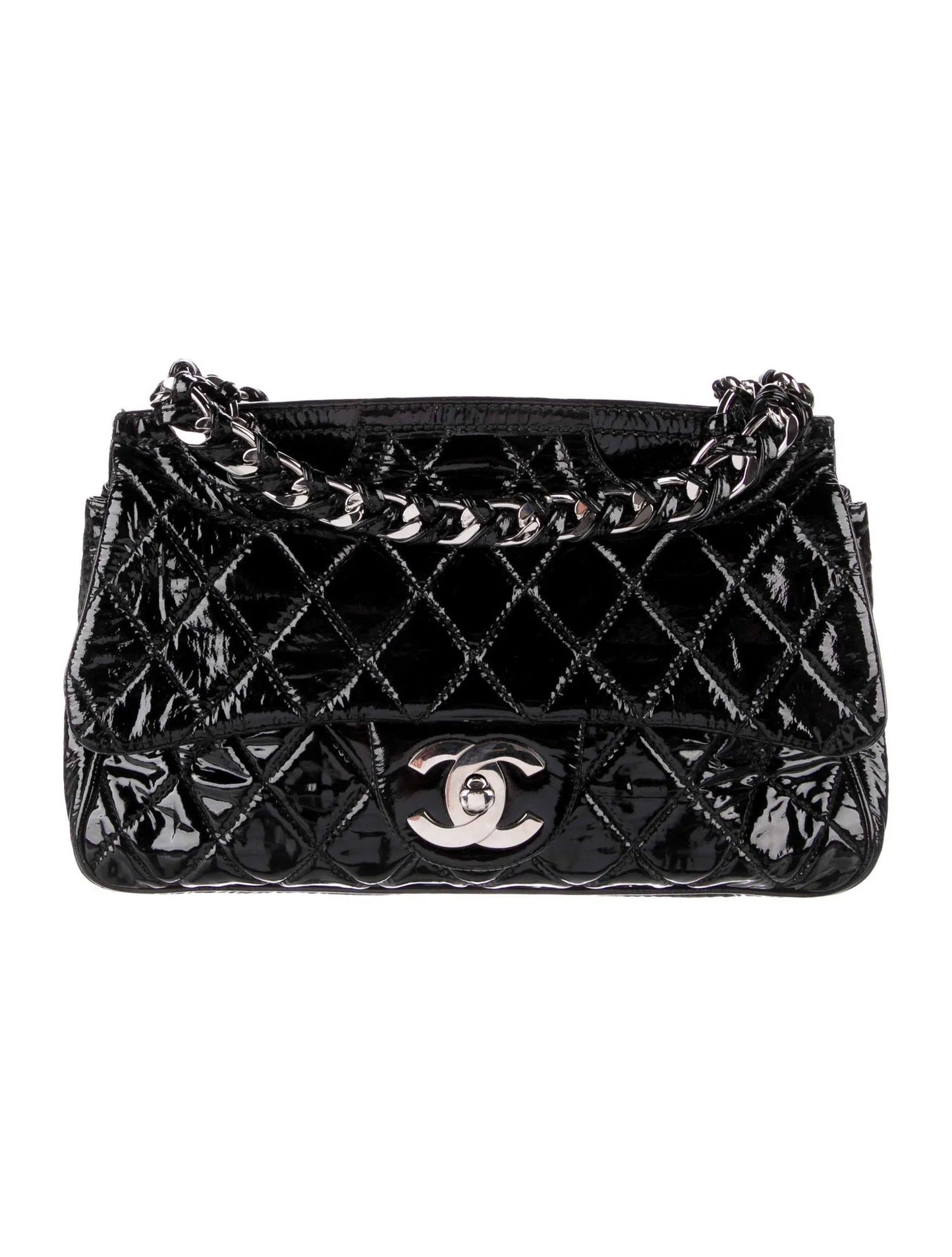 CHANEL QUILTED PATENT LEATHER DAY GLO FLAP BAG