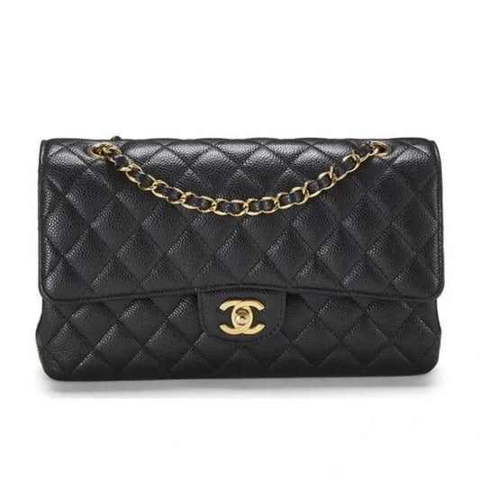 CHANEL QUILTED CAVIAR LEATHER CLASSIC DOUBLE FLAP MEDIUM BAG Classic Flap