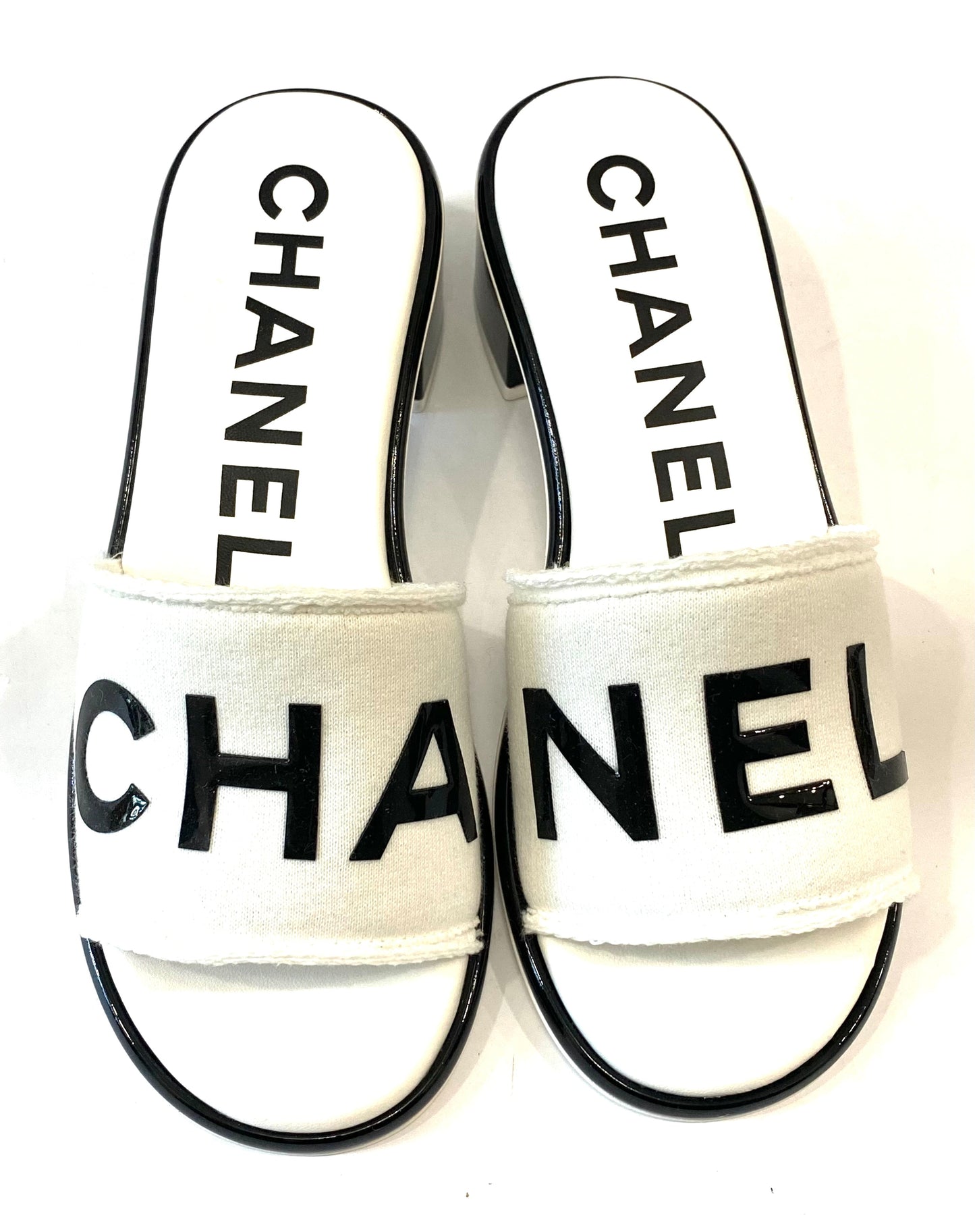 CHANEL RAW EDGE & LEATHER CHA NEL MULES
