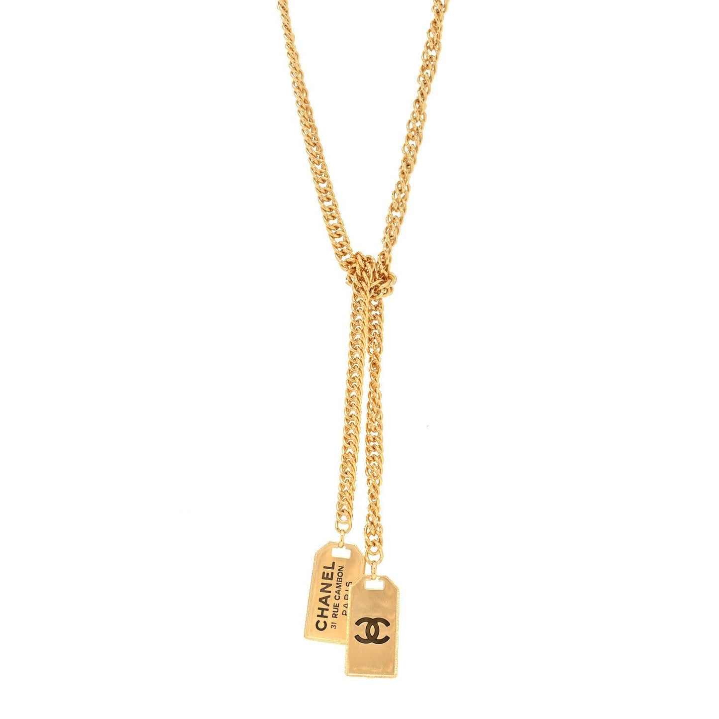 CHANEL RUE CAMBON DOG TAG PENDANT NECKLACE