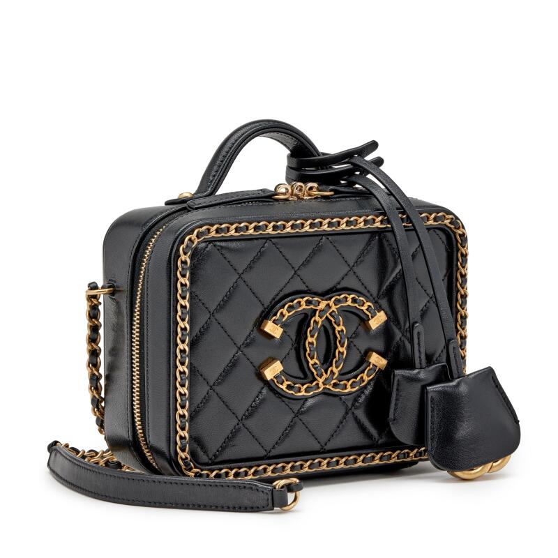 CHANEL SMALL CHAIN AROUND FILIGREE VANITY CASE W/ STRAP Handbag