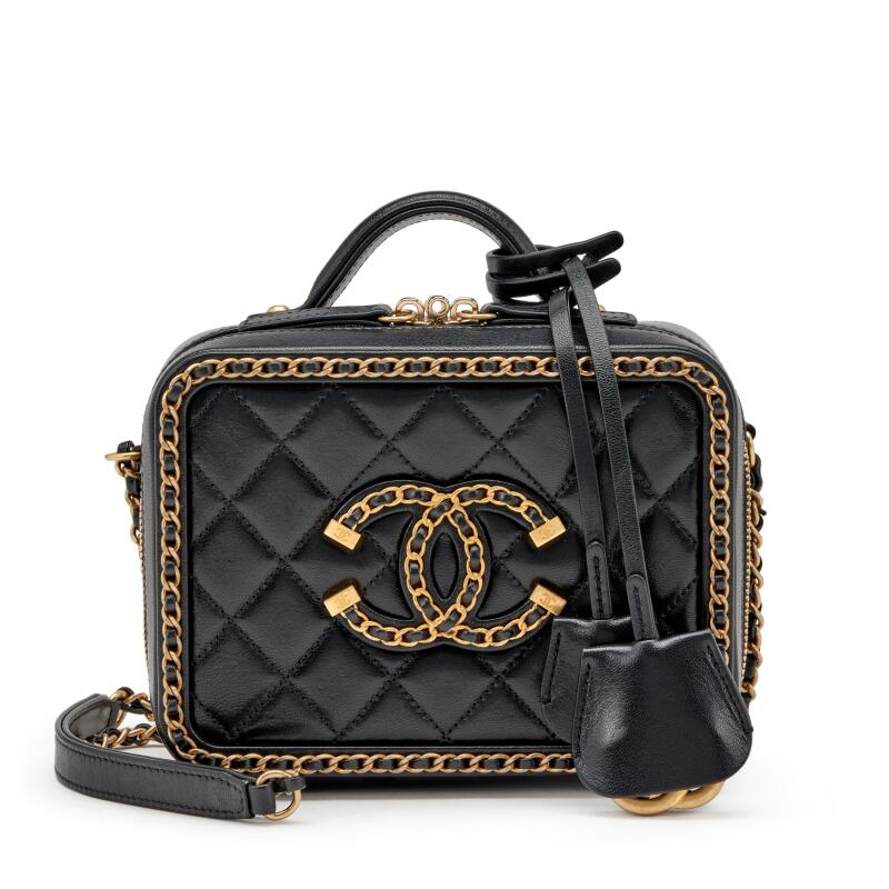 CHANEL SMALL CHAIN AROUND FILIGREE VANITY CASE W/ STRAP Handbag
