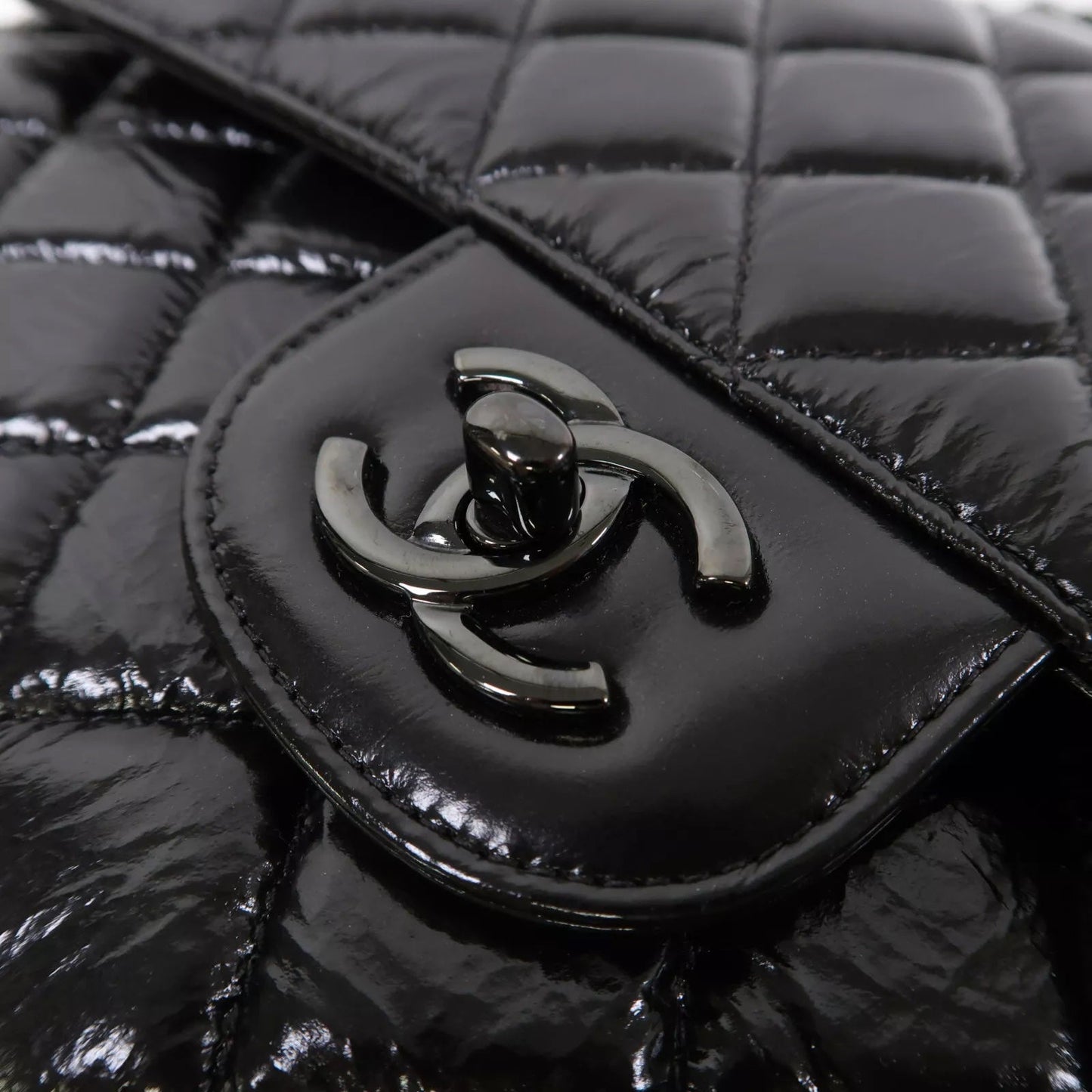 CHANEL SO BLACK QUILTED CRUMPLED CALFSKIN MEDIUM DOUBLE FLAP BAG