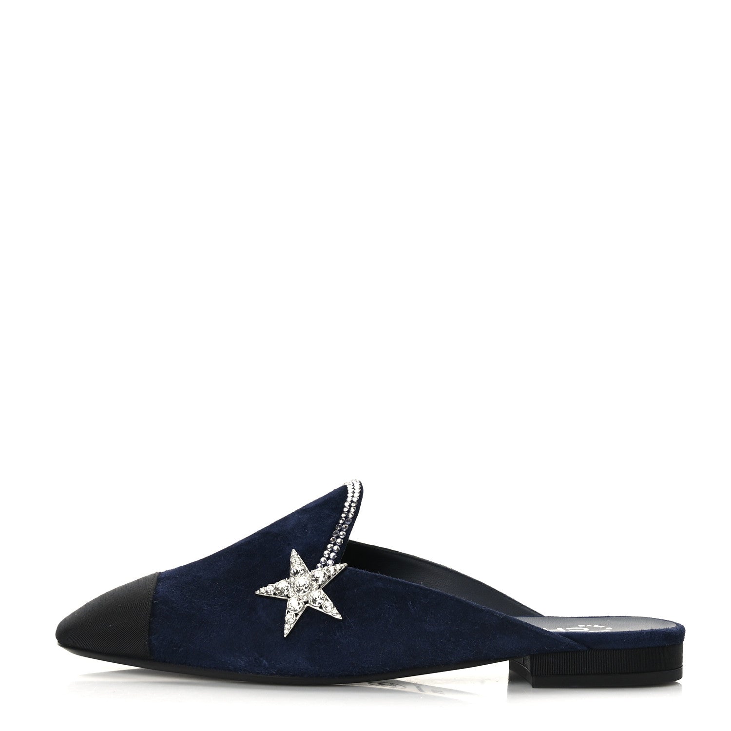 CHANEL SUEDE CALFSKIN GROSGRAIN CRYSTAL CC STAR MULES Handbag