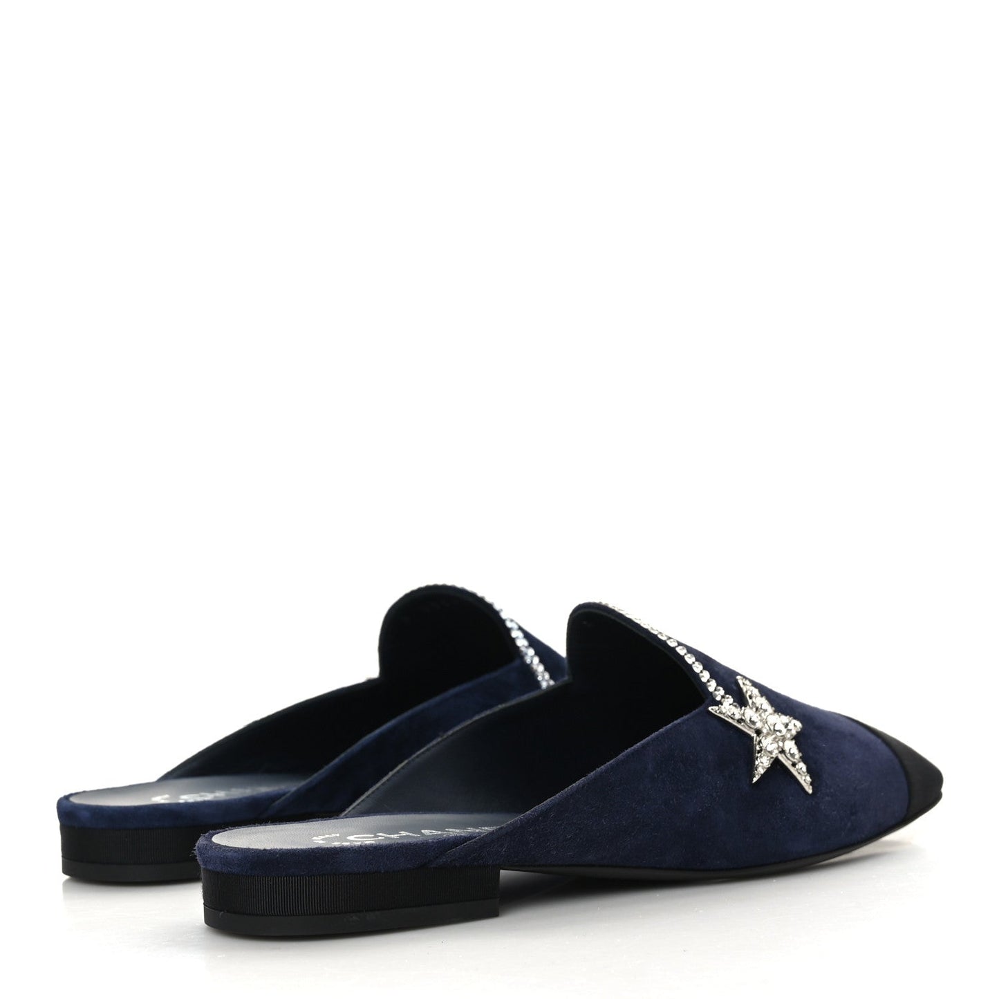 CHANEL SUEDE CALFSKIN GROSGRAIN CRYSTAL CC STAR MULES Handbag