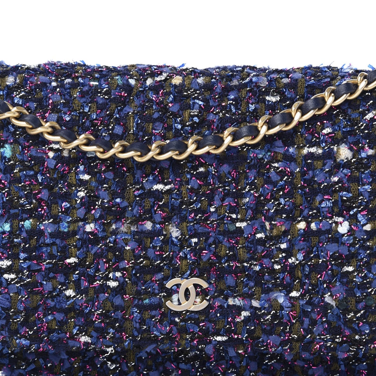CHANEL TWEED CHARMS WALLET ON CHAIN Crossbody