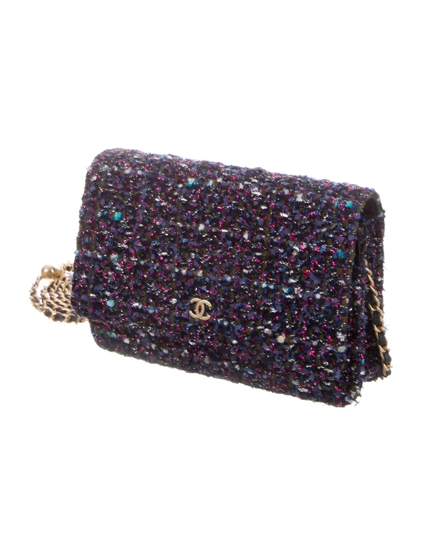 CHANEL TWEED CHARMS WALLET ON CHAIN Crossbody