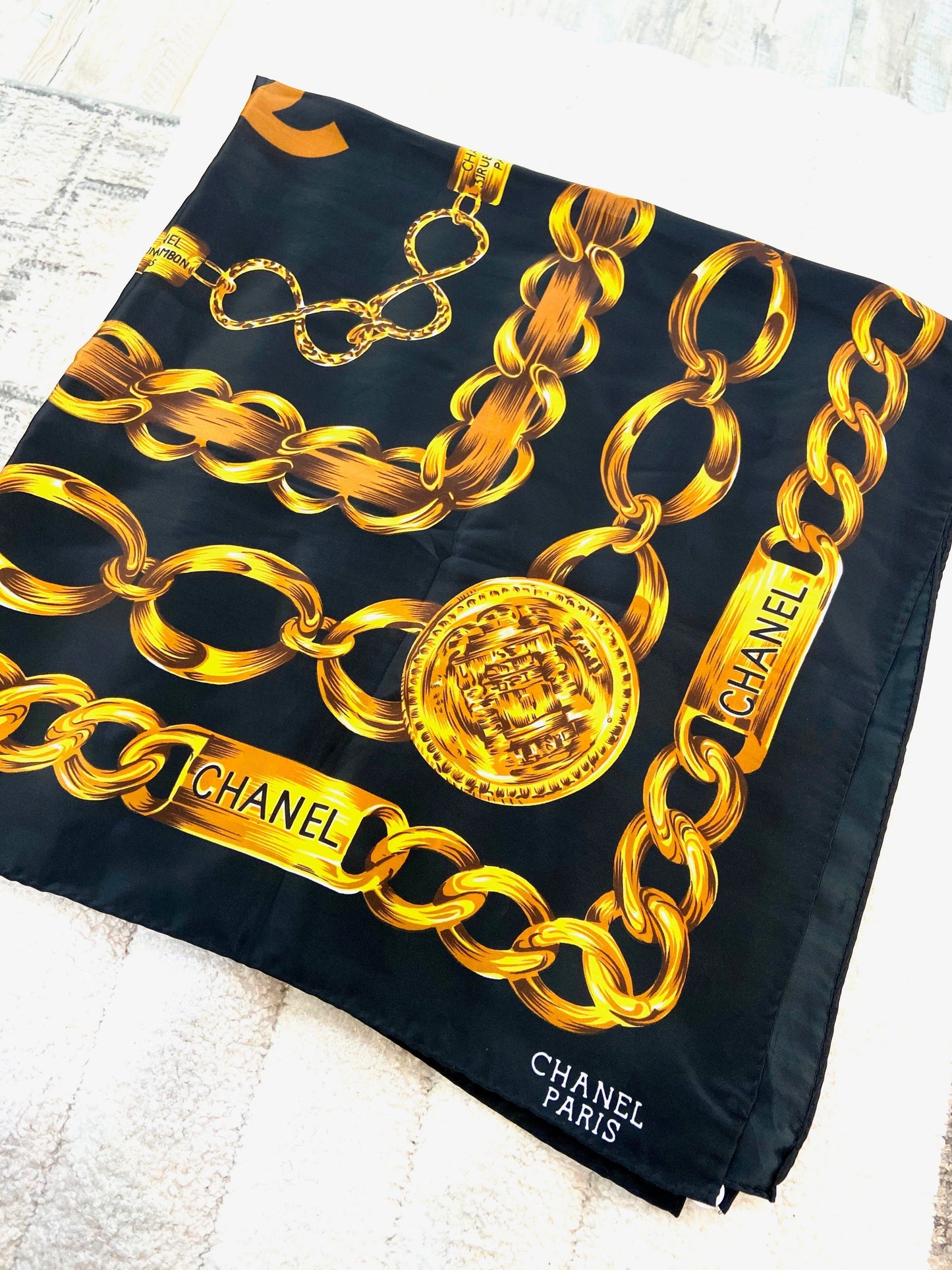 CHANEL PARIS 31 RUE CAMBON CC SILK SCARF