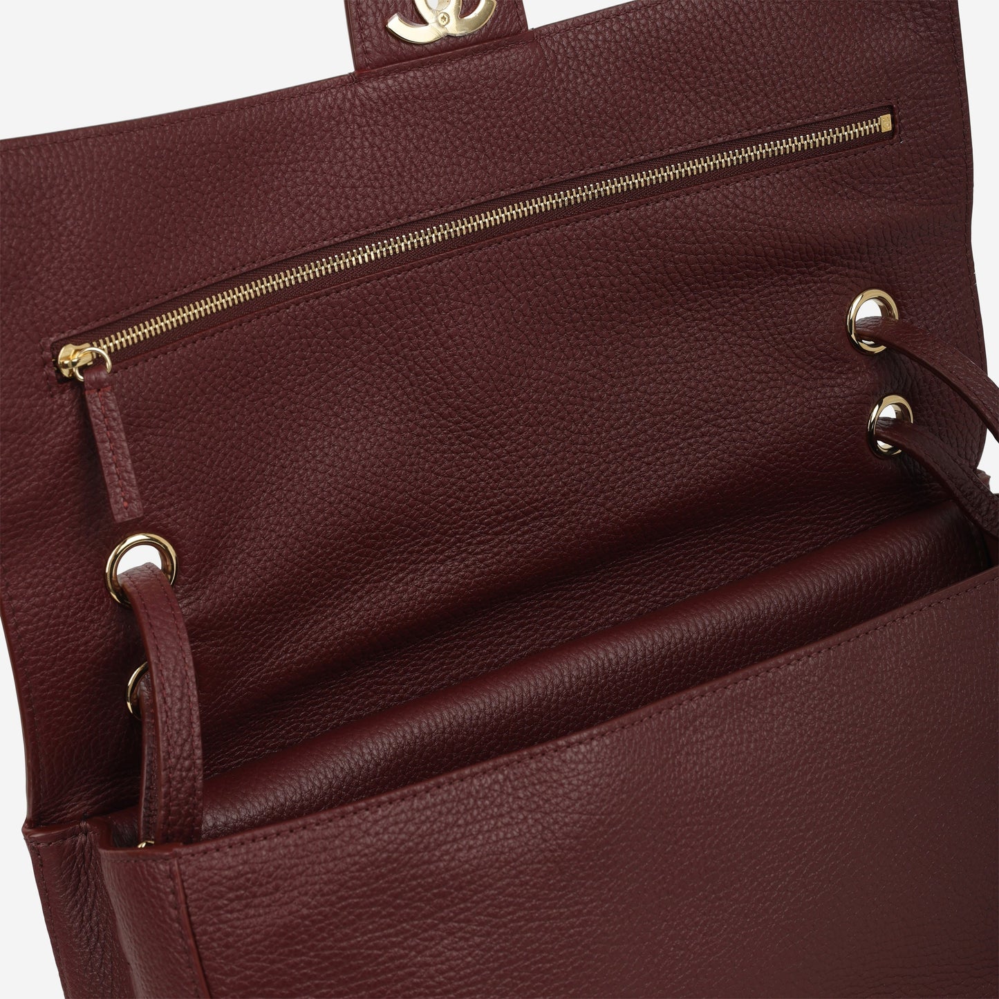 Chanel SS26 Maxi Flap Bag - Burgundy Grained Calfskin | Gold Hardware