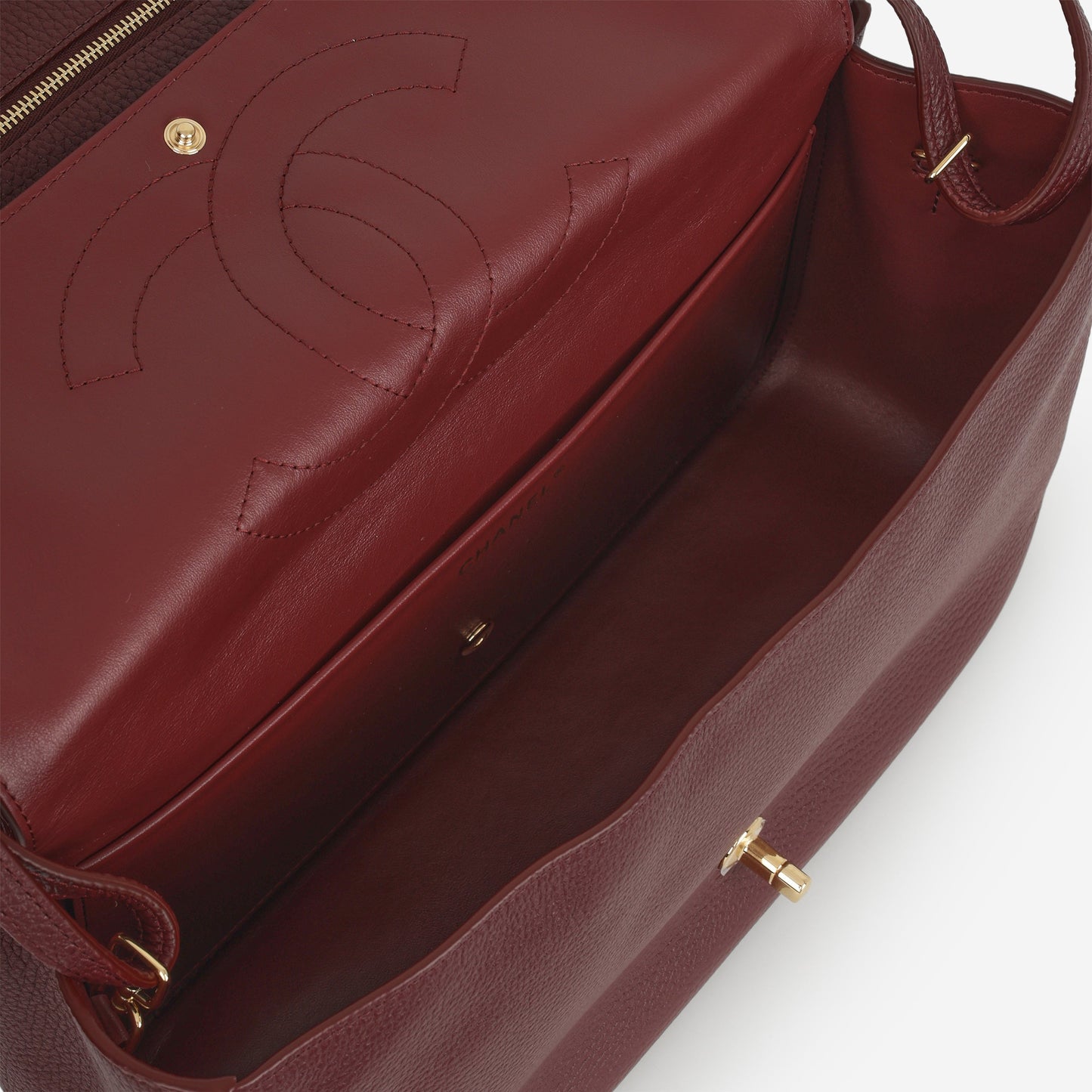 Chanel SS26 Maxi Flap Bag - Burgundy Grained Calfskin | Gold Hardware