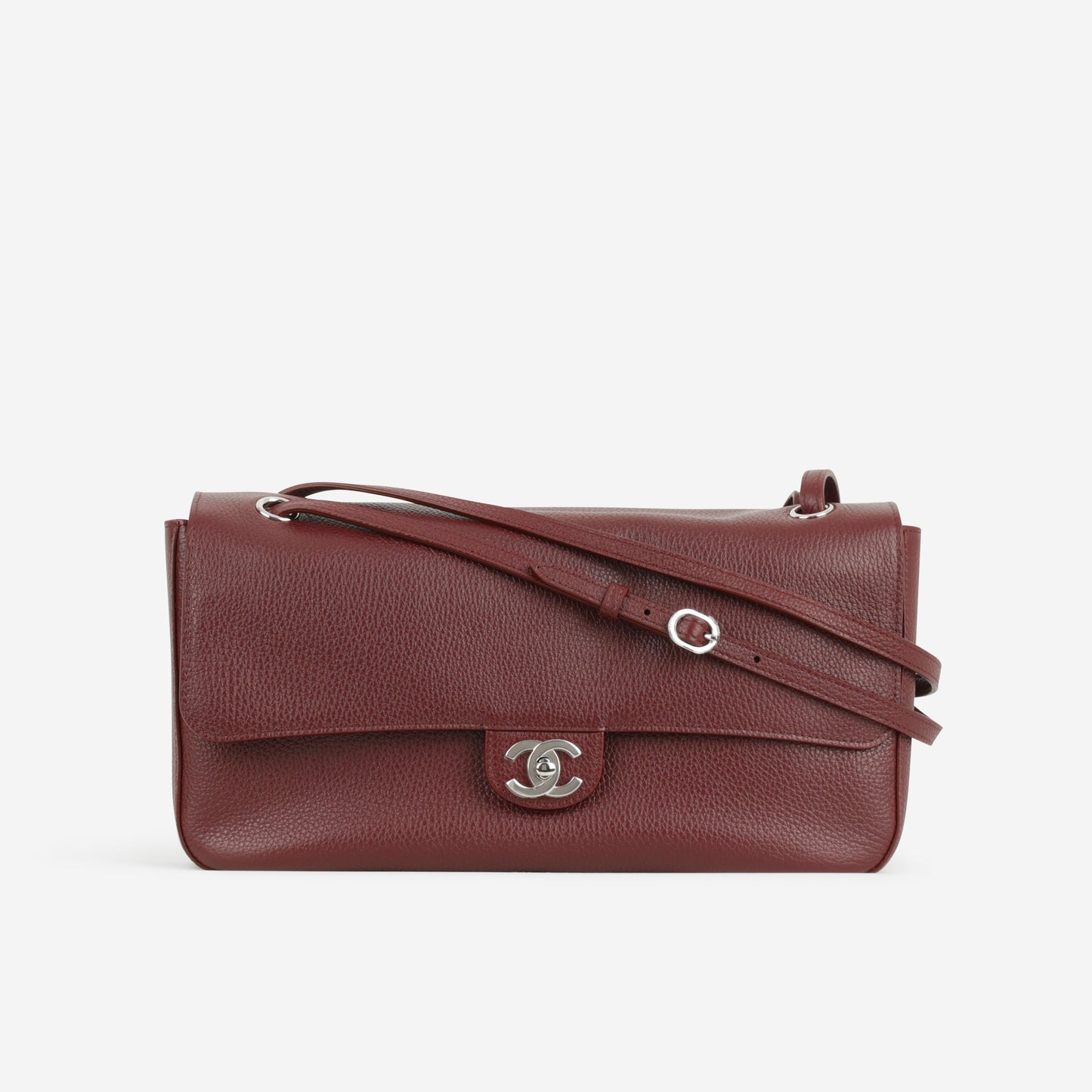 Chanel SS26 Maxi Flap Bag - Burgundy Grained Calfskin | Silver Hardware