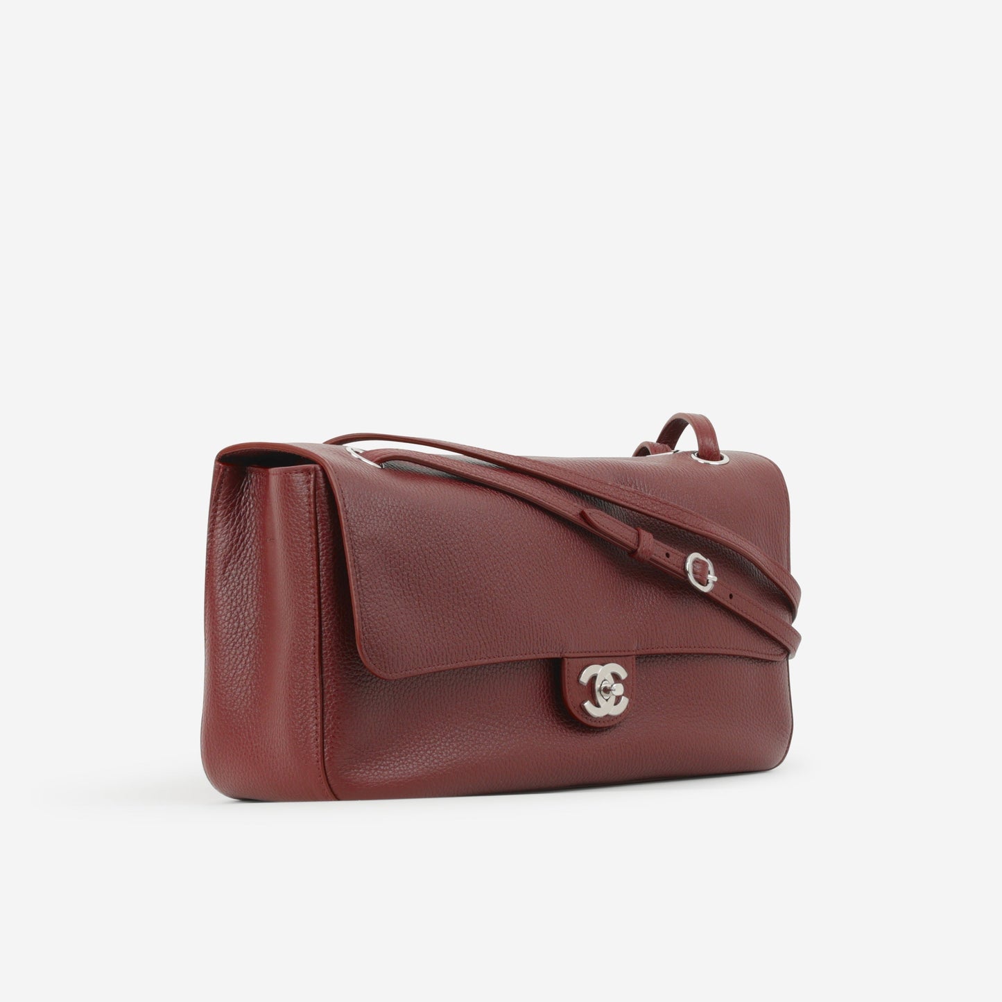 Chanel SS26 Maxi Flap Bag - Burgundy Grained Calfskin | Silver Hardware