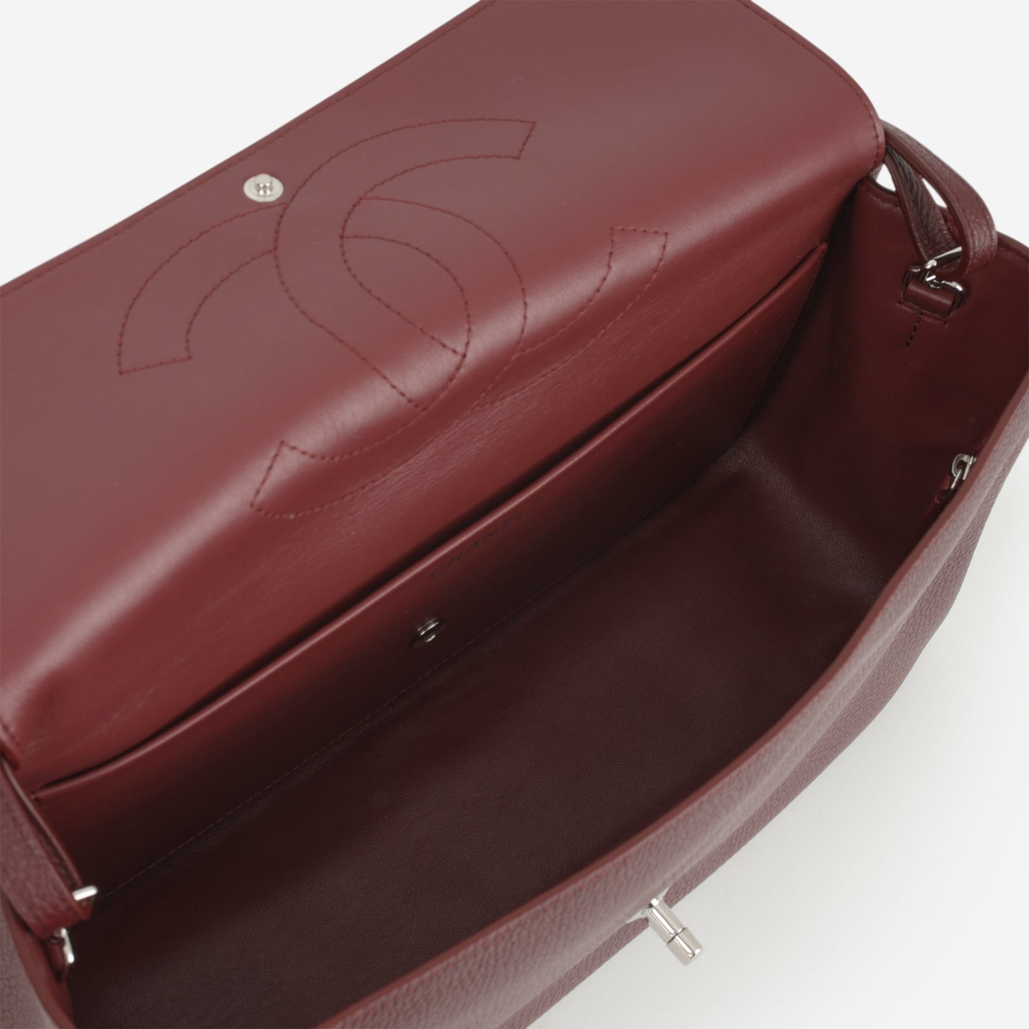 Chanel SS26 Maxi Flap Bag - Burgundy Grained Calfskin | Silver Hardware