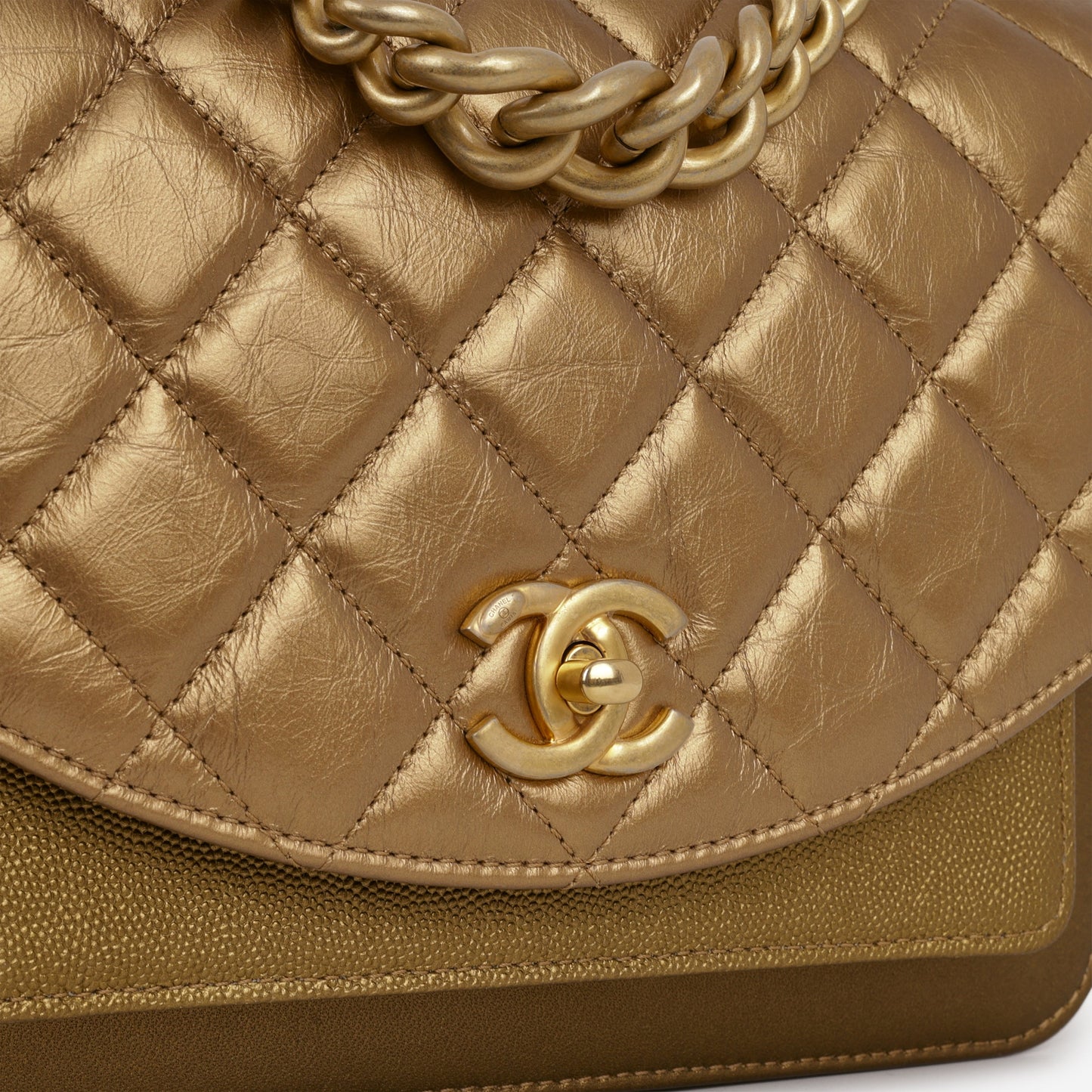 Chanel Chain Handle Flap Bag - Bronze Caviar / Calfskin | Gold Hardware