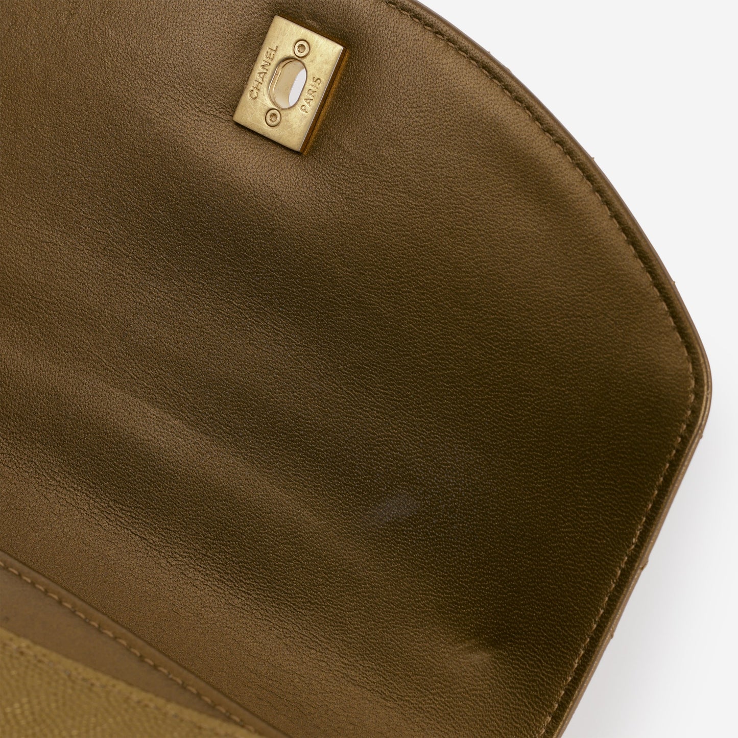 Chanel Chain Handle Flap Bag - Bronze Caviar / Calfskin | Gold Hardware