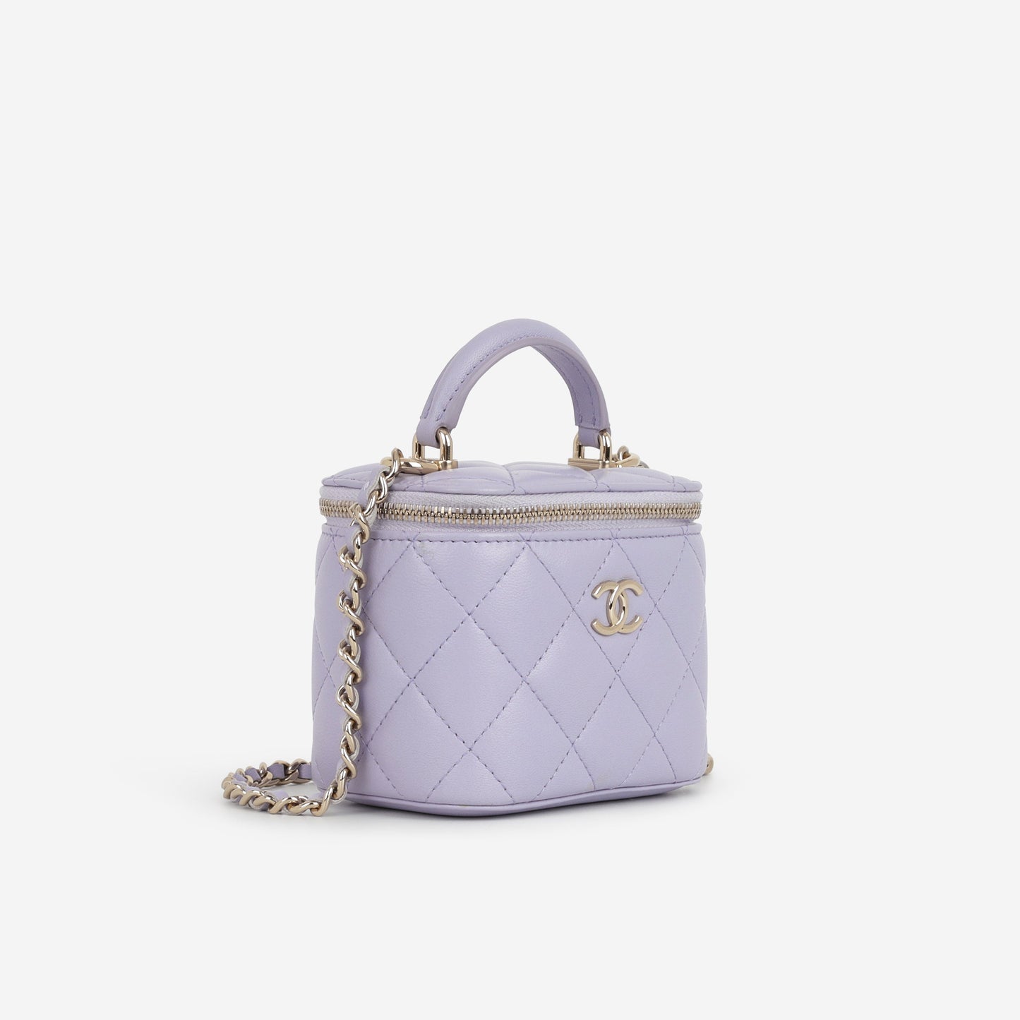Chanel Mini Top Handle Vanity - Lilac Lambskin | Champagne Gold Hardware