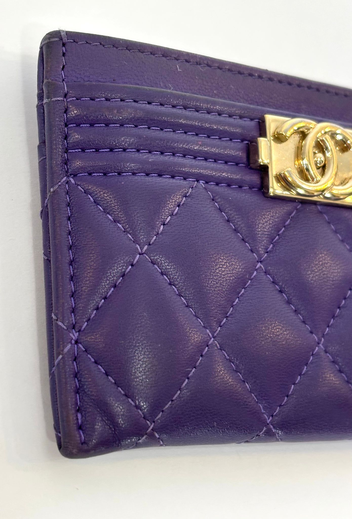 CHANEL QUILTED LAMBSKIN BOY CARD CASE Handbag