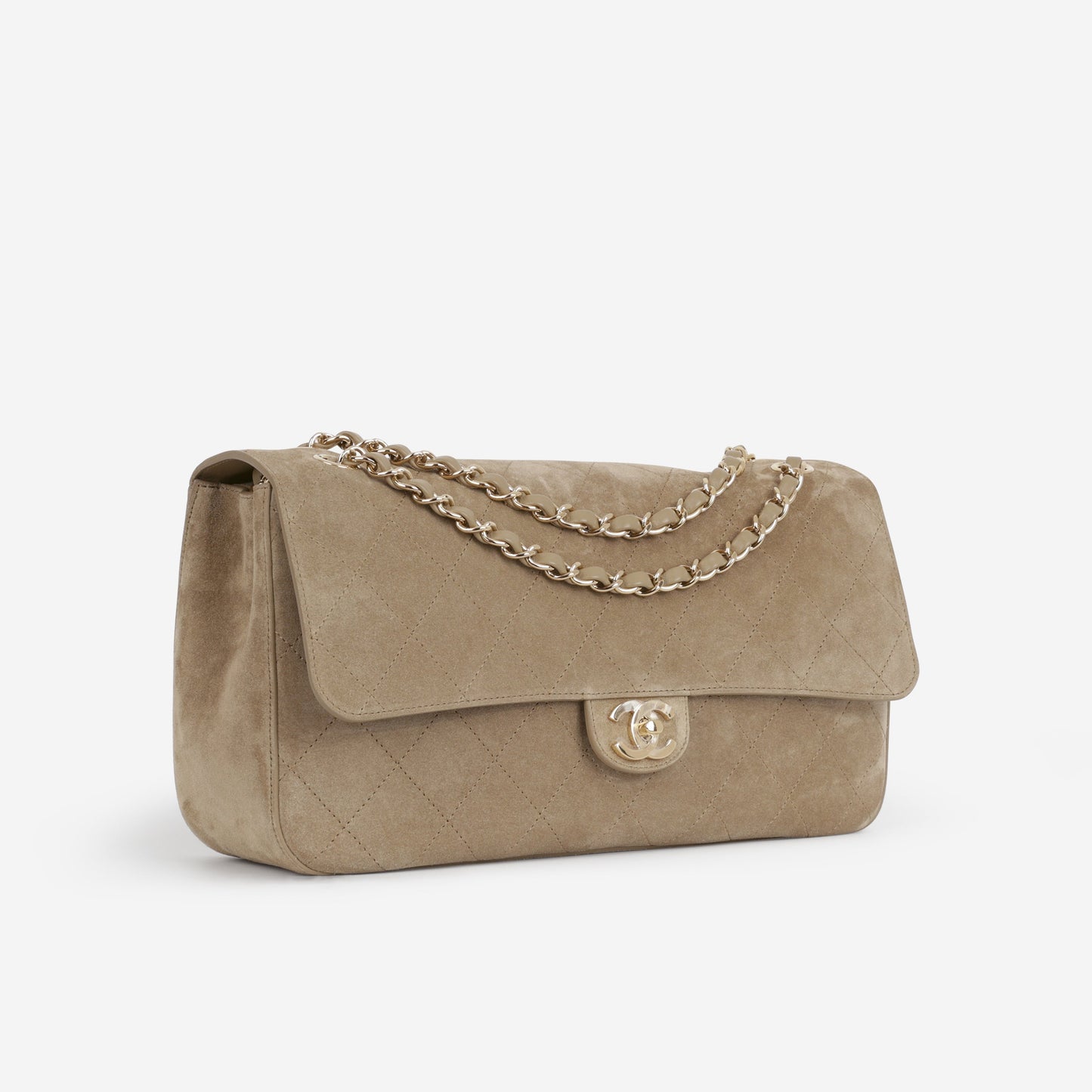 Chanel SS26 Maxi Flap Bag - Dark Beige Suede | Gold Hardware