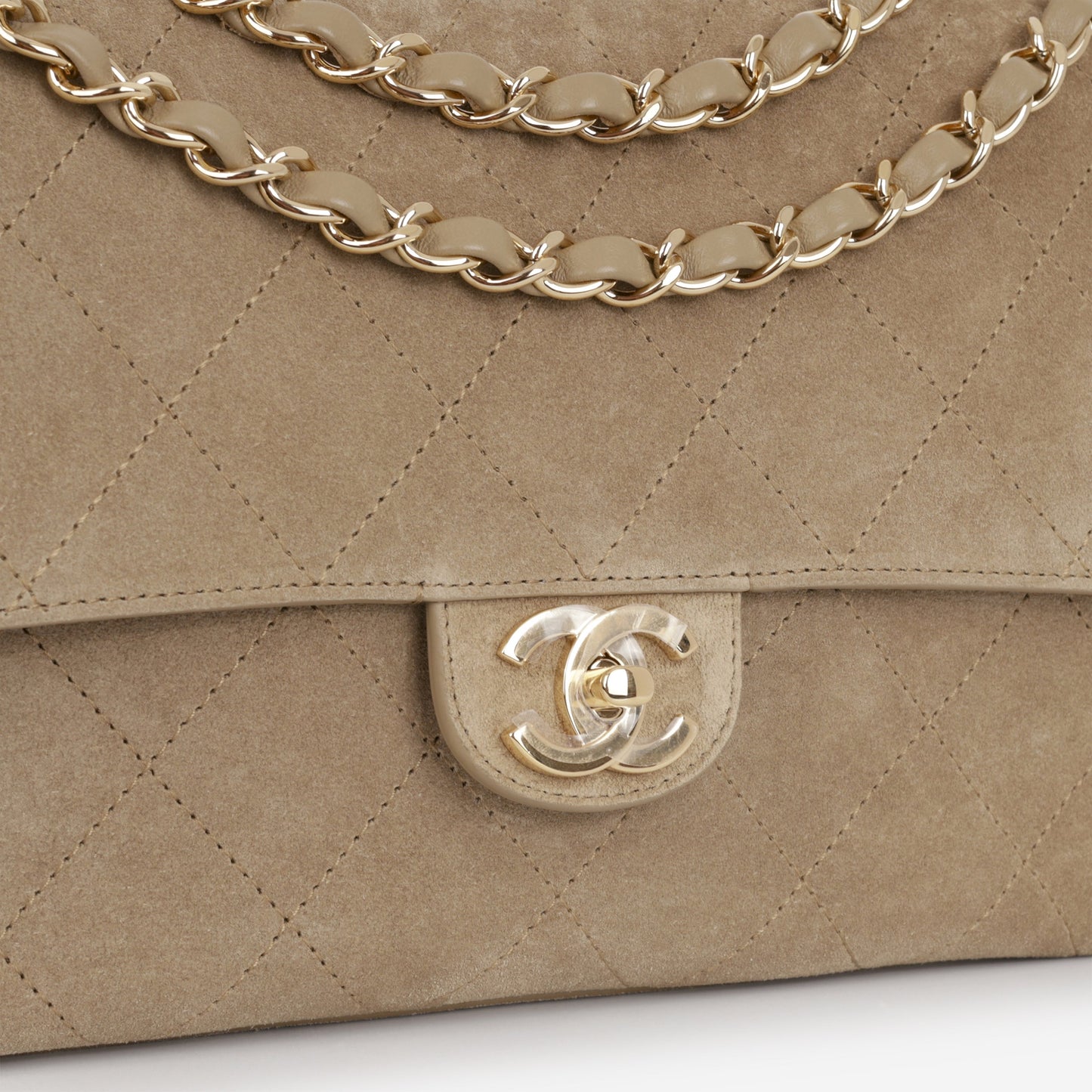 Chanel SS26 Maxi Flap Bag - Dark Beige Suede | Gold Hardware