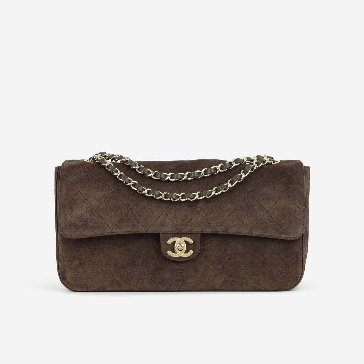 Chanel Métiers D'art Maxi Flap Bag - Dark Brown Suede | Gold Hardware