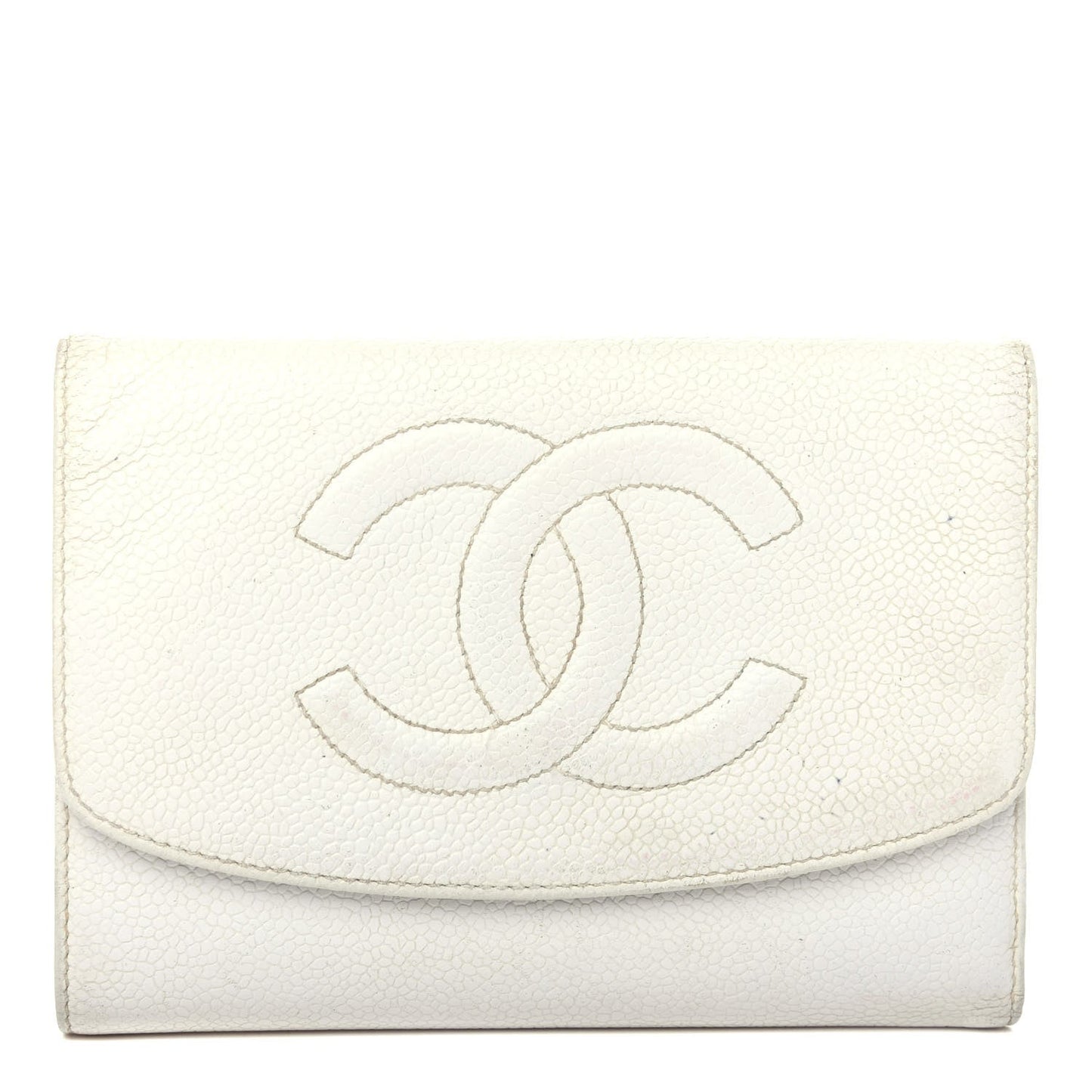 CHANEL VINTAGE WHITE CAVIAR WALLET
