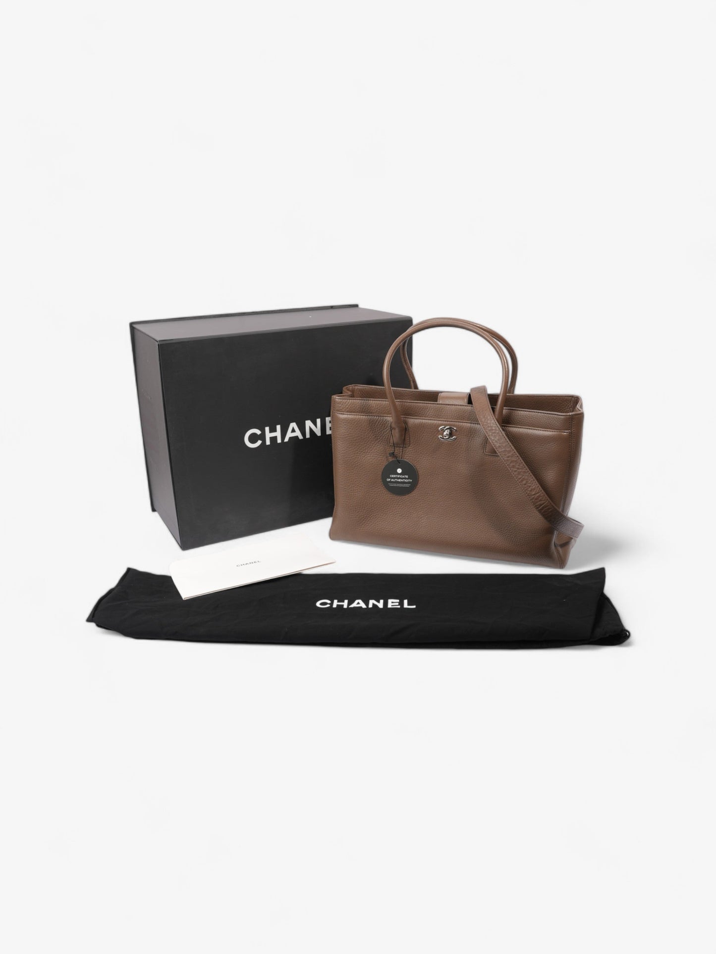 Chanel Executive Cerf Tote Brown Leather